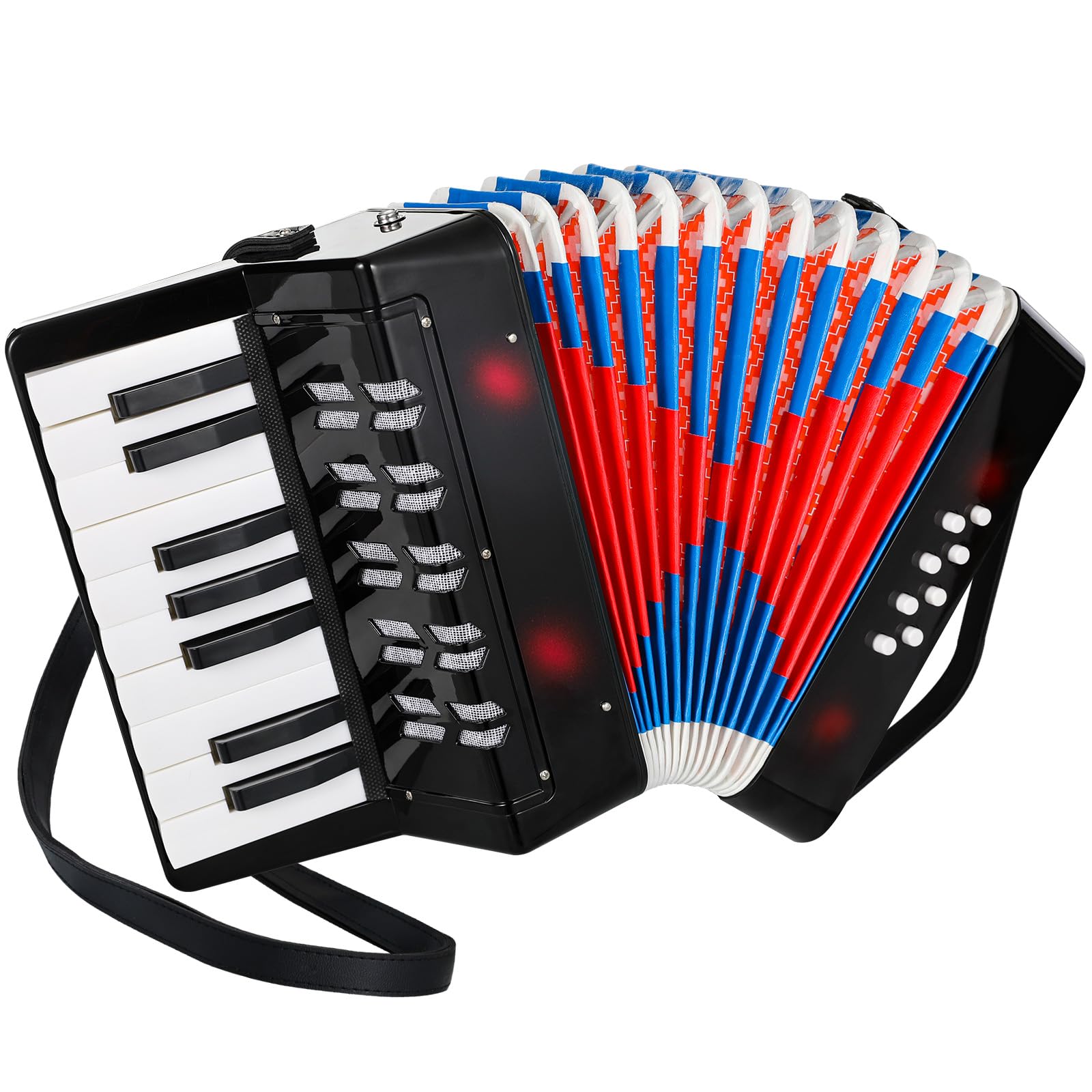 Fisarmonica per Bambini,17 Tasti 8 Bassi,Strumento Musicale a Pianoforte Organetto con Tracolla,Strument Musicale per Principianti,Fisarmonica a Bottonicon per Adulti e Bambini dai 3 anni (Nero)