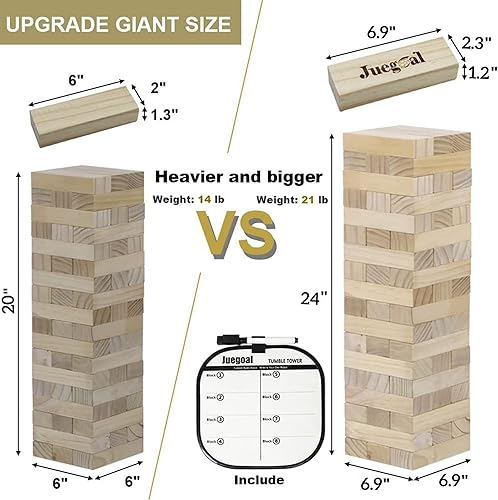 Miniatura 10 de Juegoal - Juego de 54 bloques gigantes para torre de secado madera gigante