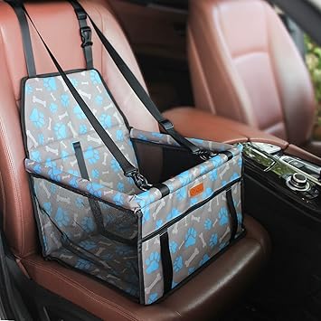 BYGD Pet Dog Booster Seat, with Upgrade Support Rod, Breathable and Foldable Pet Car Basket, Pet Dog Car Portable Seat, Suitable for Small and Medium Pets?Blue and Gray?