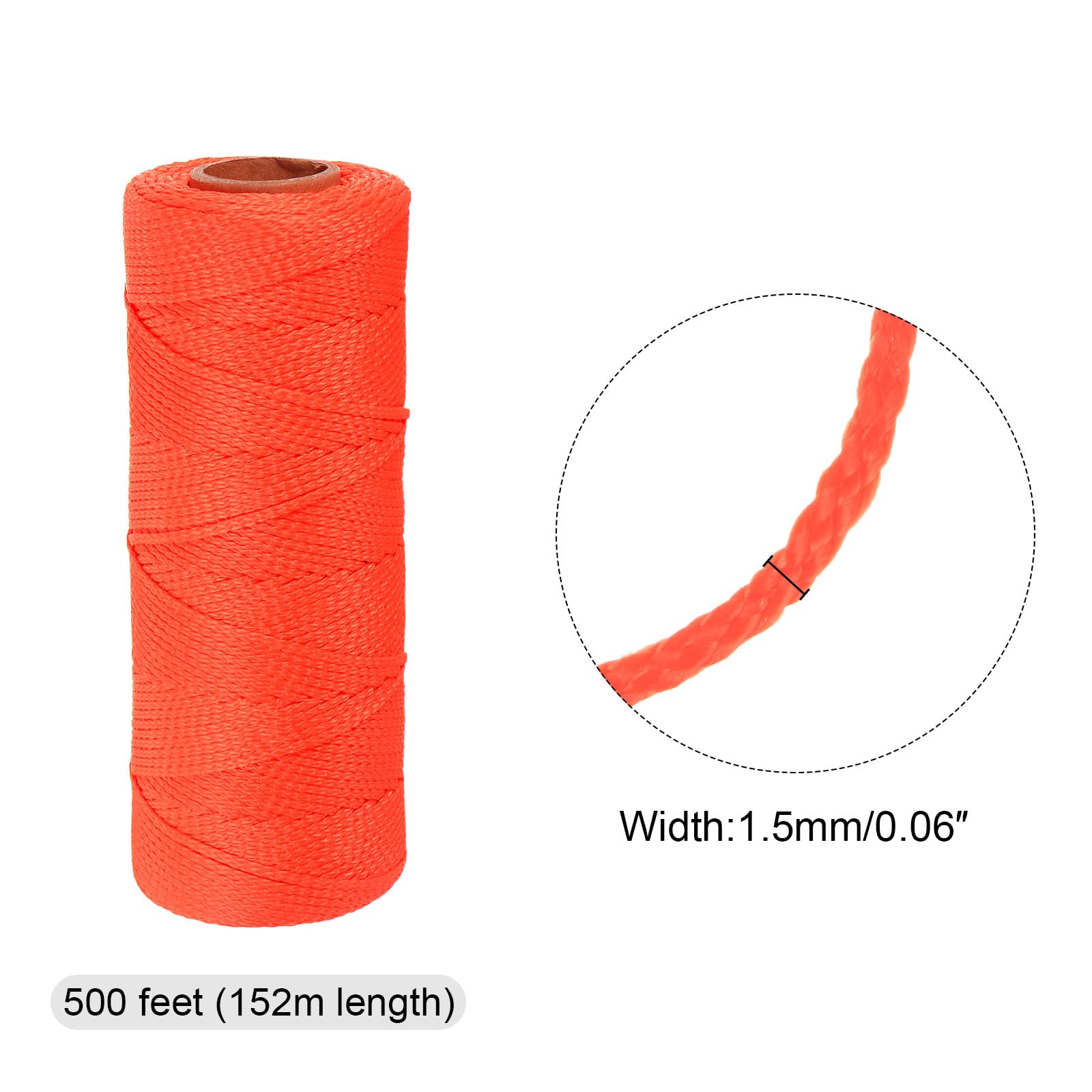 QUARKZMAN 2pz Corda in Nylon Intrecciato 1.5mm x 500 Ft Corde Arancione