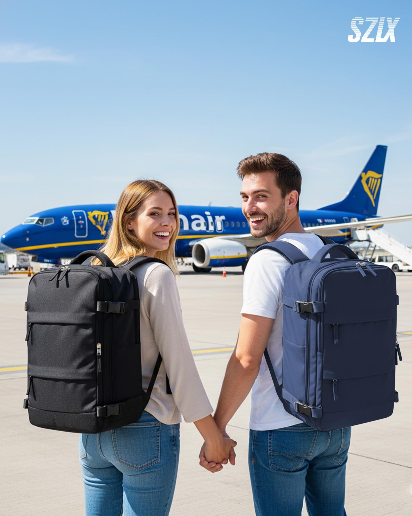 SZLX Plecak Próżniowy Bagaż Podręczny Dla Kobiet, Plecak Z Poduszką i Systemem Próżniowym Do Podróży, Plecak Podróżny Ryanair W Rozmiarze Kabinowym Z Pompką, Wodoodporna Walizka Próżniowa Dla Mężczyzn