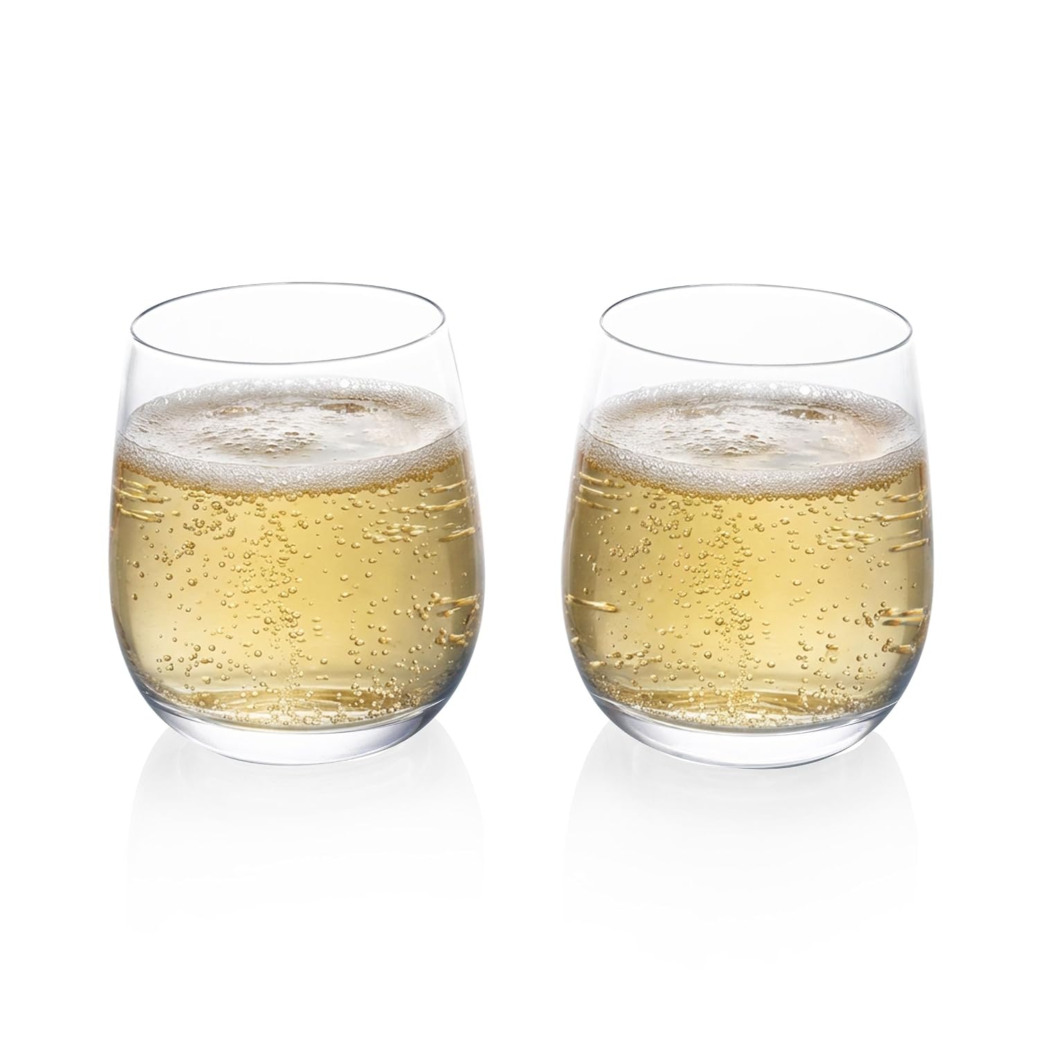 PICNIC TIME Stemless Wine Glass Set of 2, 10-ounce Glasses Drinking Set, Stemless Wine Cup Set of 2, Shatterproof Glassware for Party, Clear Unbreakable Cups for Various Types of Drinks, (Glass)