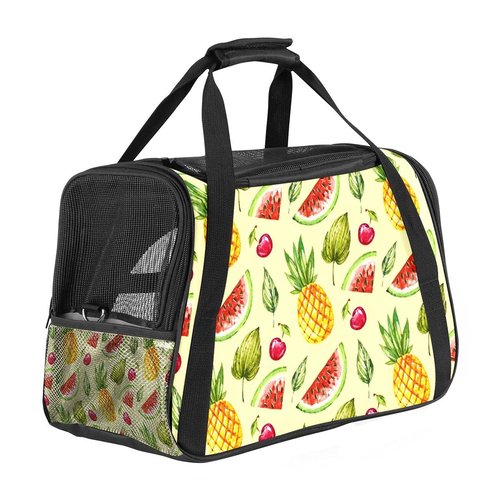 Sac de transport pour chat et chien pliable motif pastèque pour voyage en avion