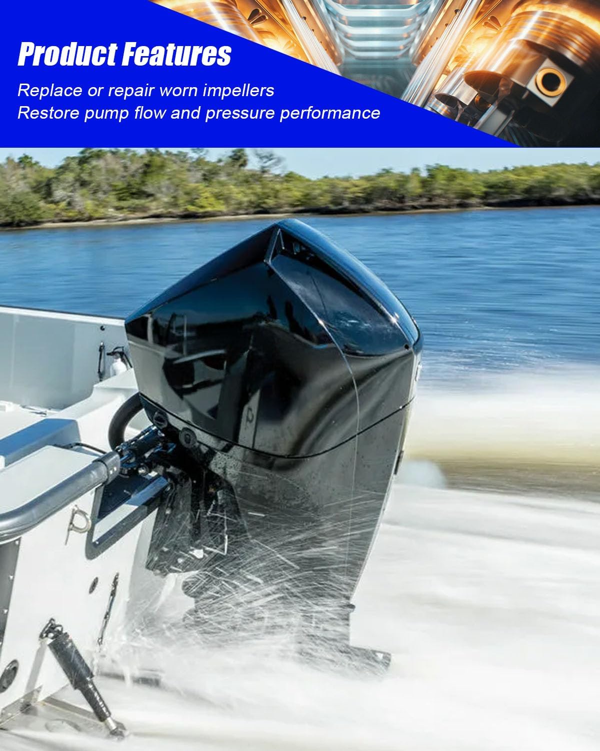 821354A2 Water Pump Repair Kit with Housing Fit for Mercury Quicksilver Force Mariner 25HP 30HP 40HP 45HP 50HP Outboard Engine Boat Motor Replace 821354A1 3219 821351A3 18-4531