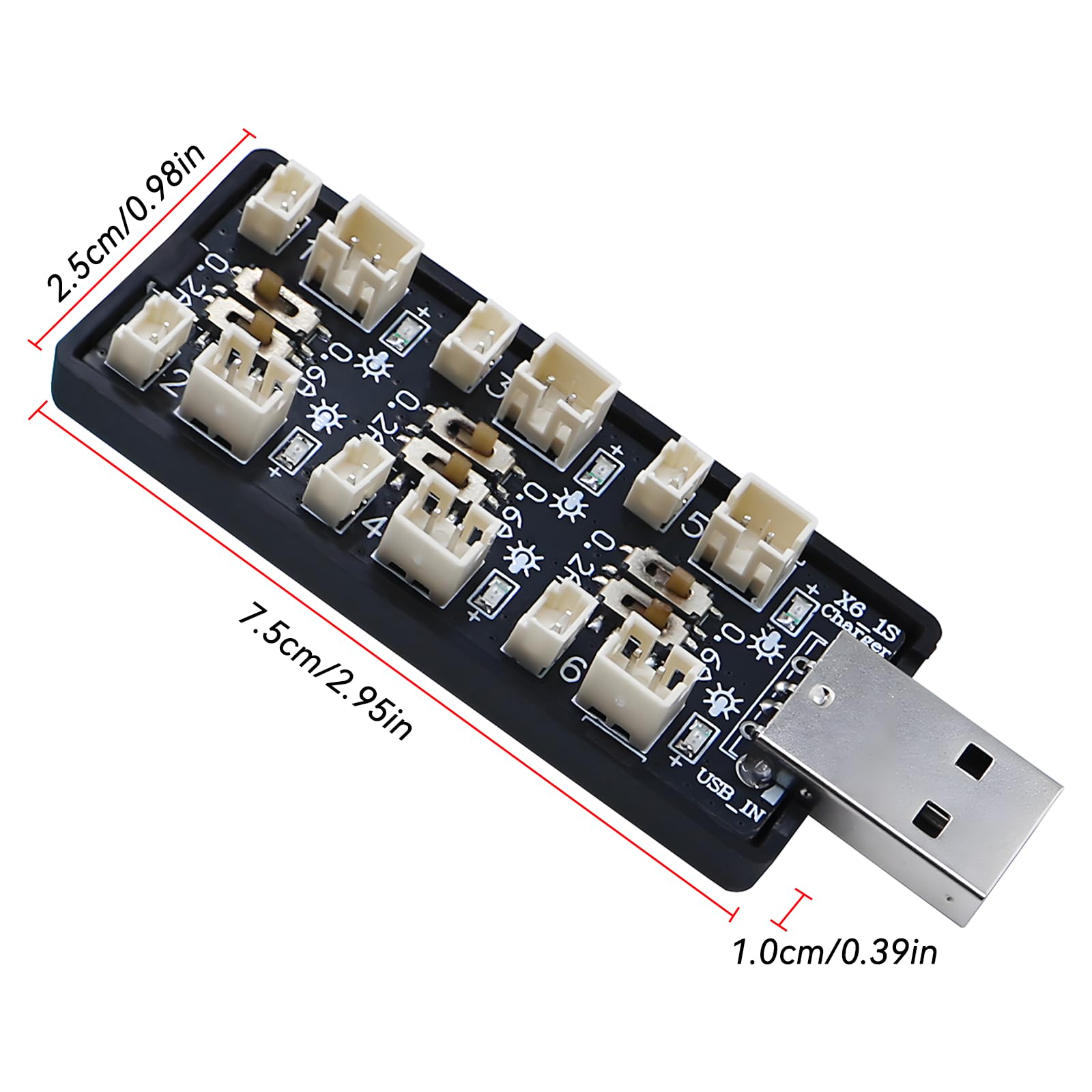 1S Lipo Akumulator LiHV Ładowarka - 3.7V/4.2V Ładowarka do Akumulatorów Lipo z USB 6 Kanałów i Mikro JST 1.25 JST-PH 2.0mm Złącze dla Tiny Whoop Blade Inductrix FPV E013 E010 JJRC H67 H36