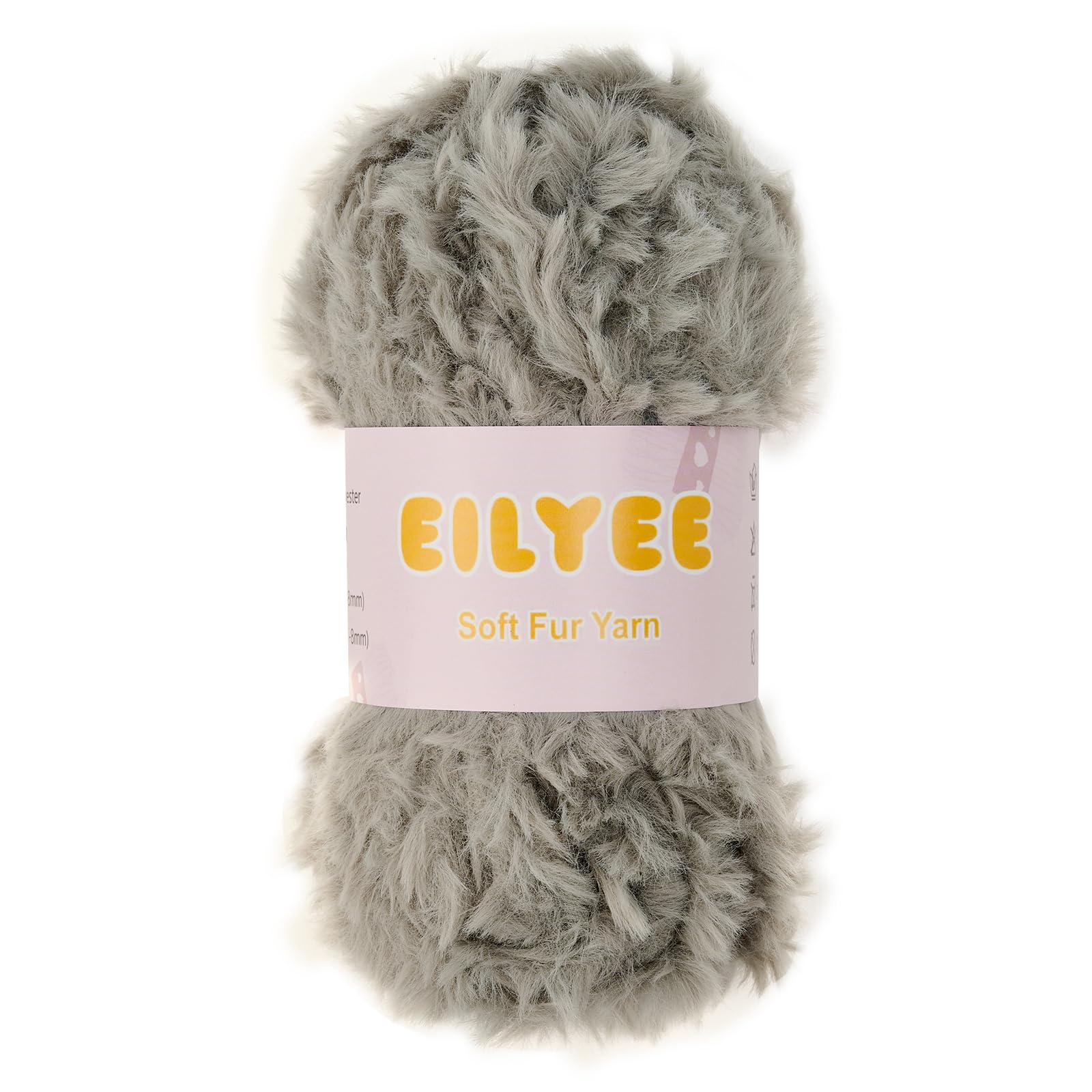 Soft Fur Yarn - Extra Fluffy Chunky Faux Eyelash Yarn for Crochet &amp; Knitting, Grey, 50 g/1.76 oz,1 Pack