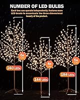 Vista 5 de Árbol de cerezo iluminado de 4 pies con 144 luces LED blancas cálidas para decoración de vacaciones, regulable, certificado UL, impermeable, ideal