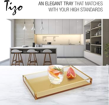 Tizo Design Elegant Lucite Tray, 12 x 8 Acrylic, Multiple Colors Available (Clear)