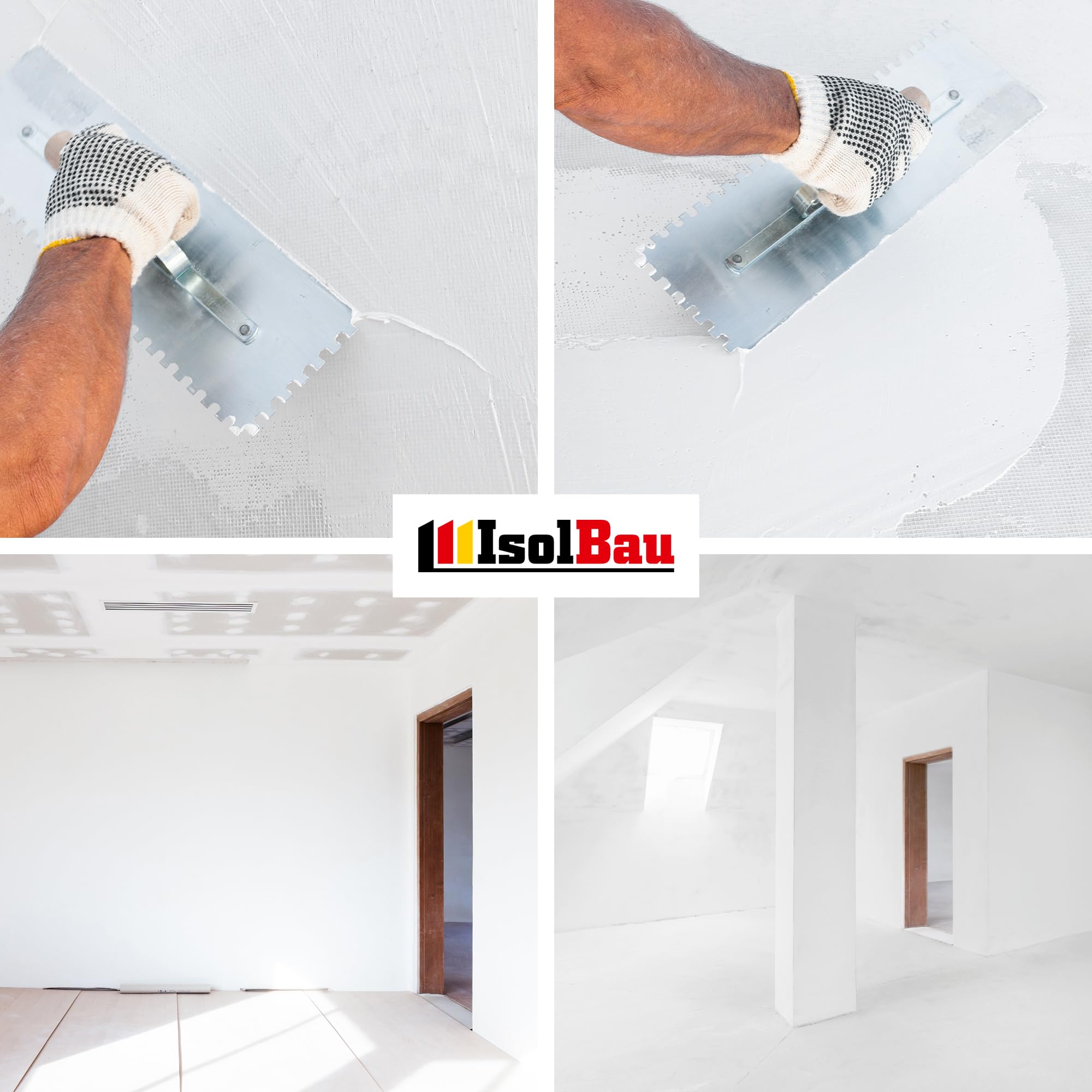 Isolbau Fertigspachtel Finish 60 kg, Glättspachtel Fugenspachtel, Gebrauchsfertige Polymer-Gips Fertig-Spachtelmasse für innen, Weiß Q1-Q11