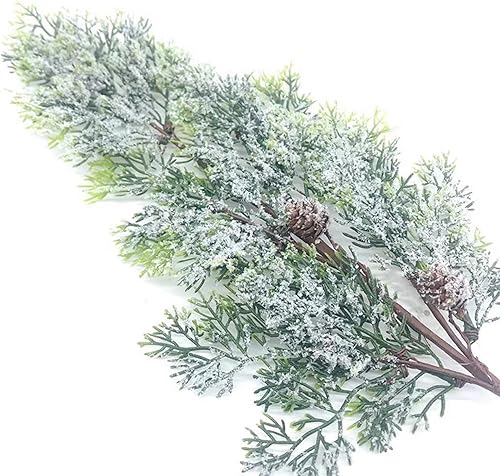 Miniatura 3 de 4pcs Artificial Pine Needles Branches, 23.6in Tall Green Plants Christmas Pine Branches Fake Greenery Frosted Pine Picks with Pine Cone for DIY Xmas