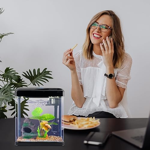 Betta Fish Tank Self Cleaning Glass 2 Gallon Small — texture and fabric close-up