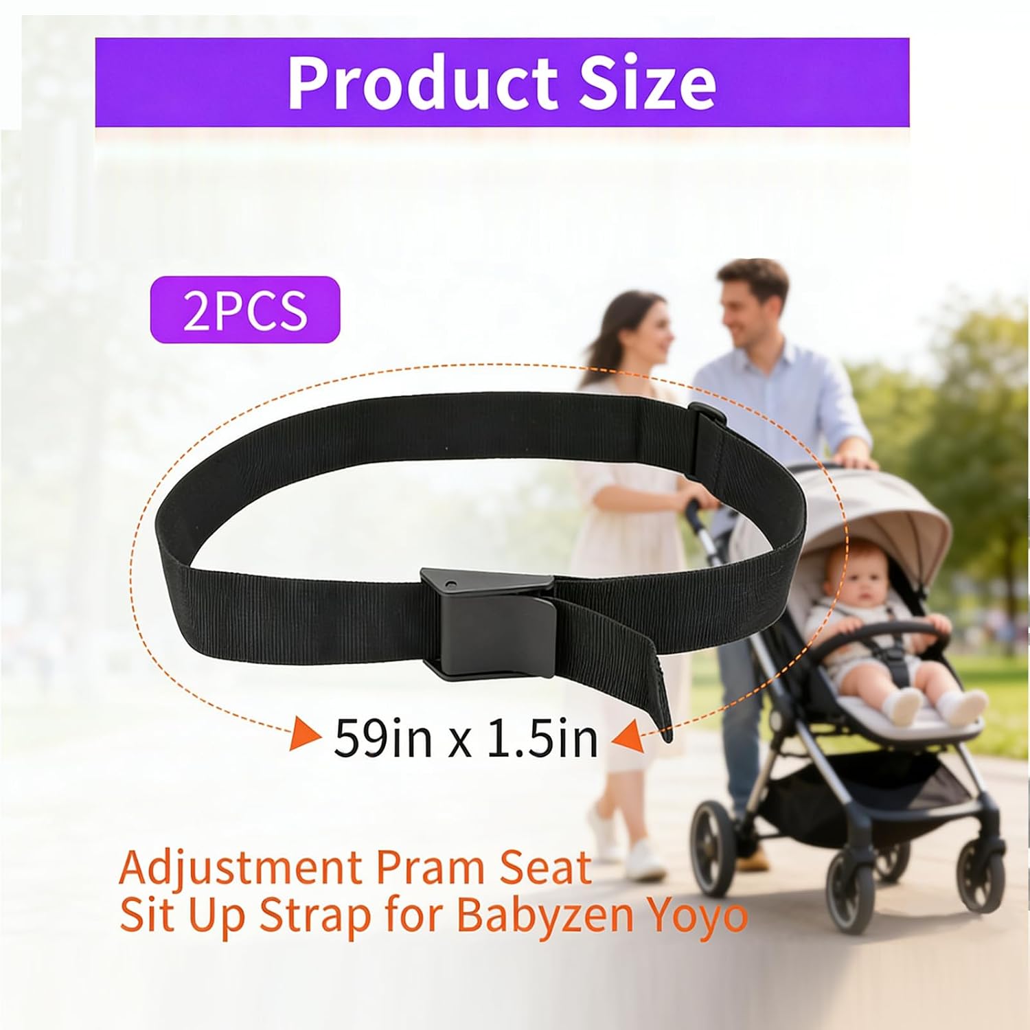 2 Pack Stroller Seat Adjustment Strap Pram Sit Up Seat for Universal Upright Back Support Tension Stroller Seat Child Baby Strap for Babyzen Yoyo Pushchairs