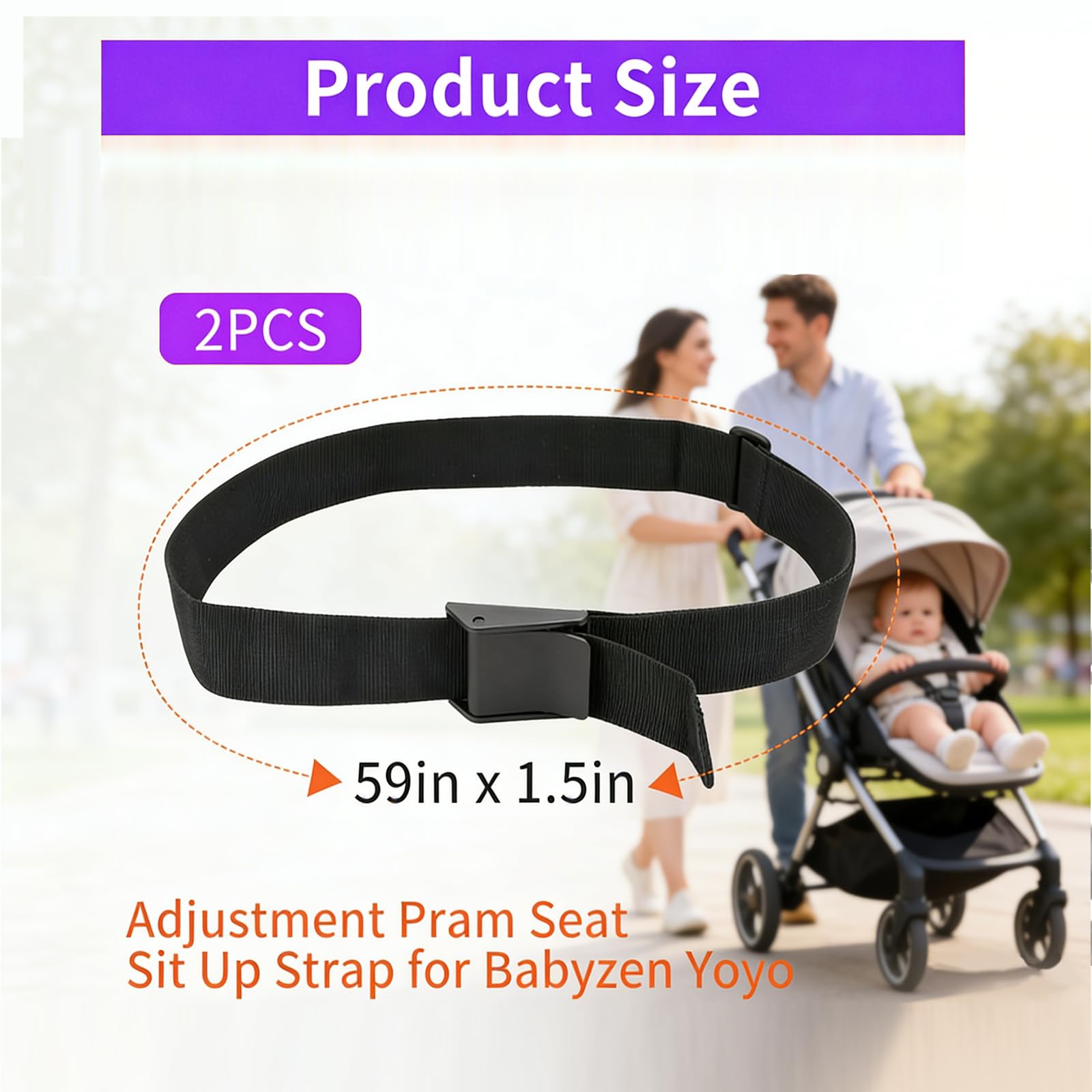2 cinghie per passeggino da erigere (nero), universali, Sit Me Up, rimorchio per bicicletta per bambini, cintura per seggiolino per bambole, compatibile con passeggini Yoyo ecc