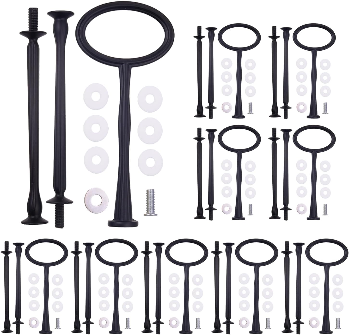 15 Inches 3-Tier Cupcake Black Stand Hardware Fittings, Metal Mold Oval Holder DIY Making for Fruit Plate Cake Stand Snack Tray Replacement Parts Tea Party Wedding Decoration (10 Sets - Black Oval)