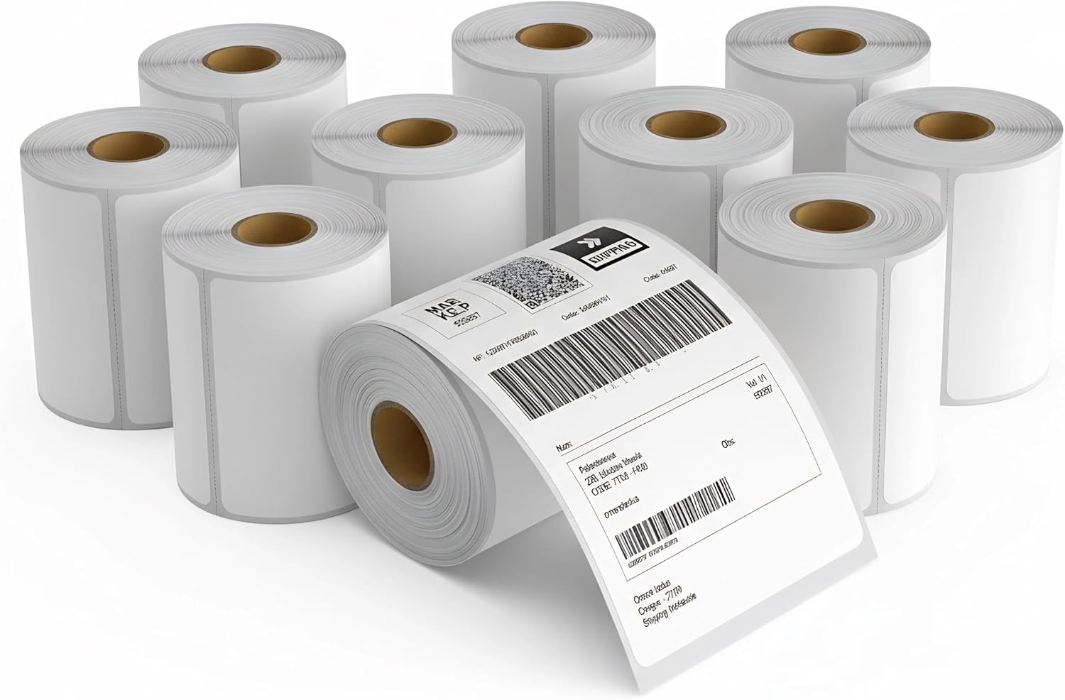 10 Rolls 4" x 6" Direct Thermal Printer Label, 250 Labels/Roll, Total 2500 Thermal Shipping Labels, Strong Adhesive, Commercial Grade, Perforated, Compatible with Most Thermal Printers (NOT for DYMO)