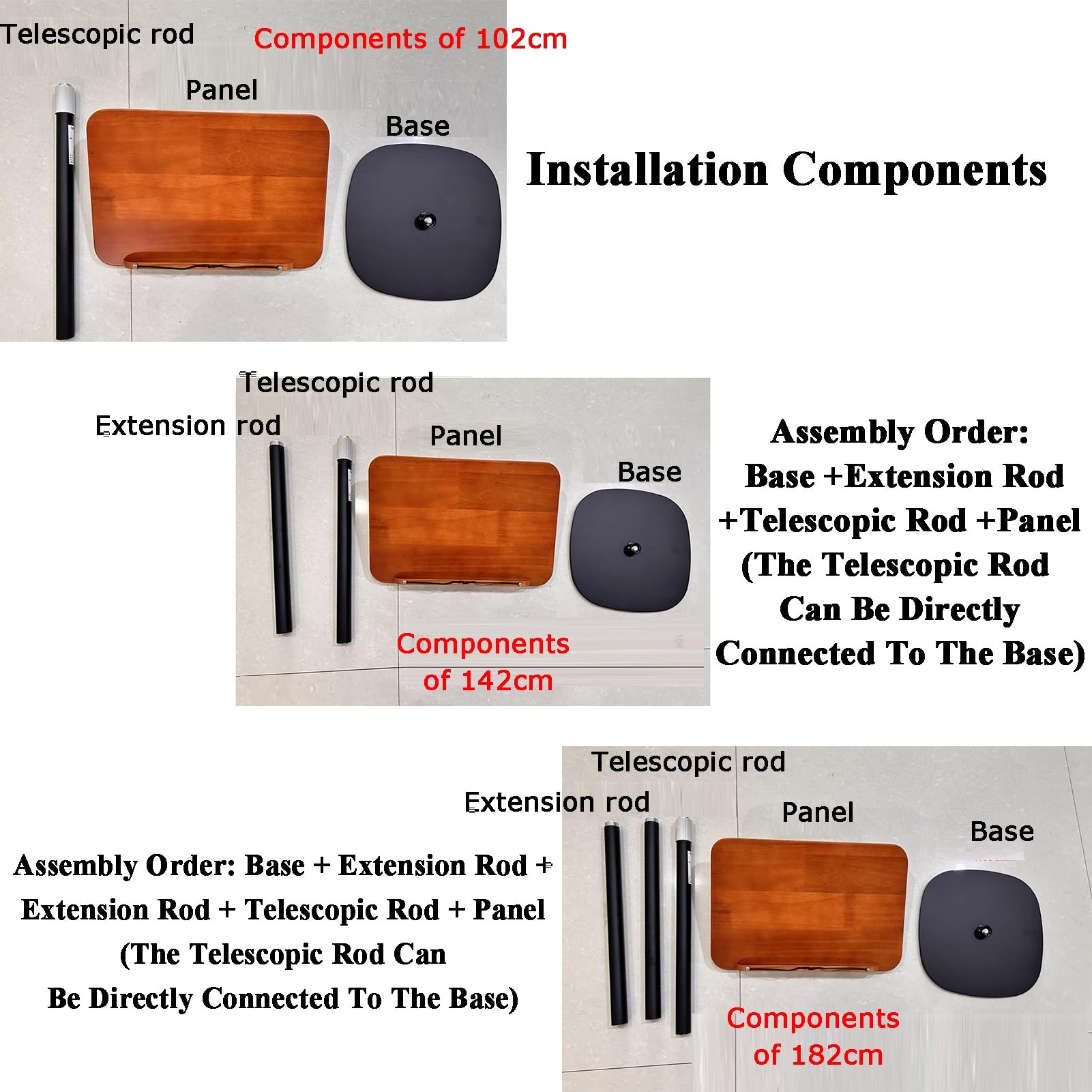 Generico Supporto per spartiti Regolabile in Altezza con Vassoio e Supporto per Tablet da Letto, Supporto da Pavimento Multiuso per proiettore, Ufficio e Studio (107-142 cm)