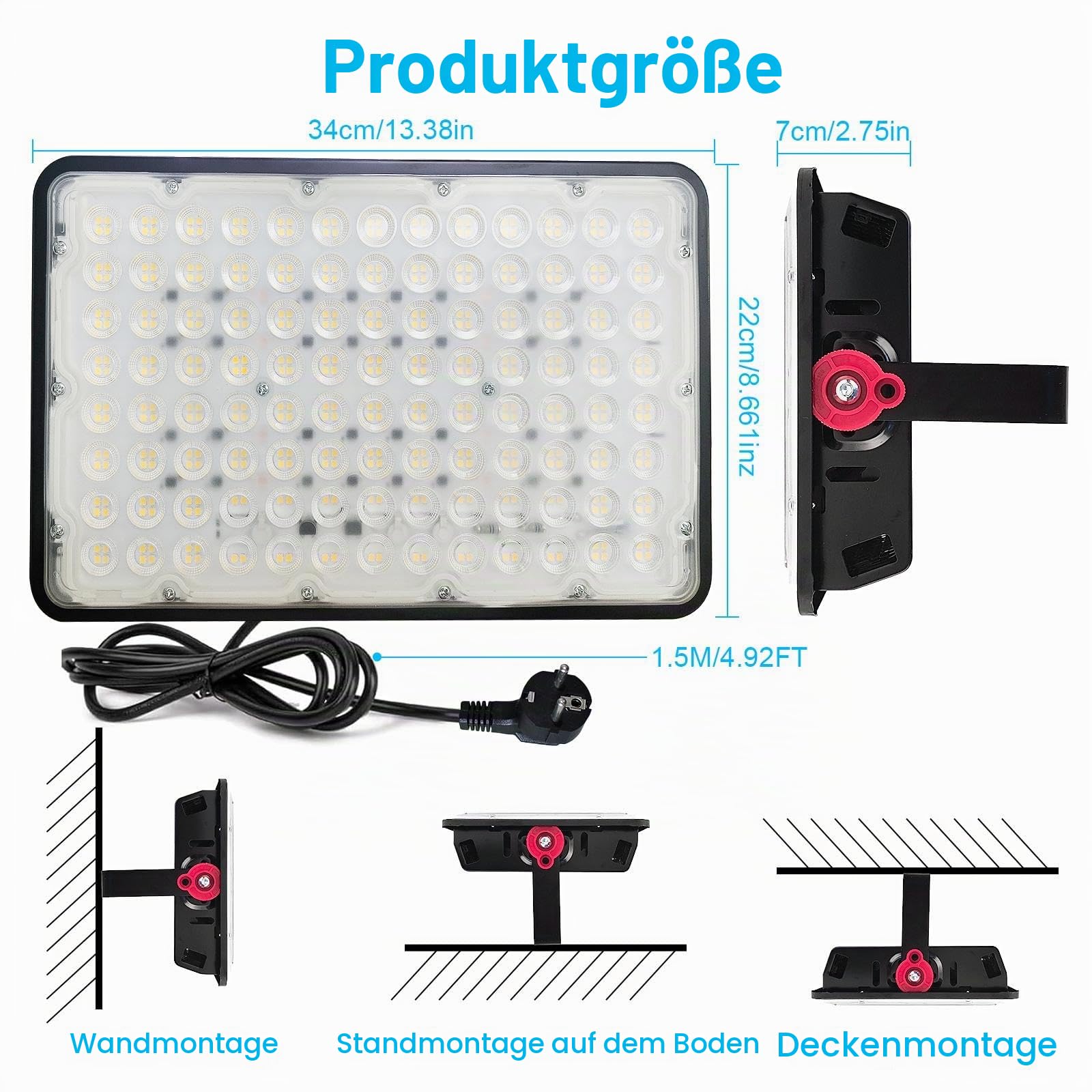 LED Strahler Außen 400W, 2 Stück 40000LM Led Aussenstrahler 6500K Kaltweiß LeD Scheinwerfer IP66 Wasserdicht Baustrahler Leds Flutlicht für Garten Garage Sportplatz Hof Flur