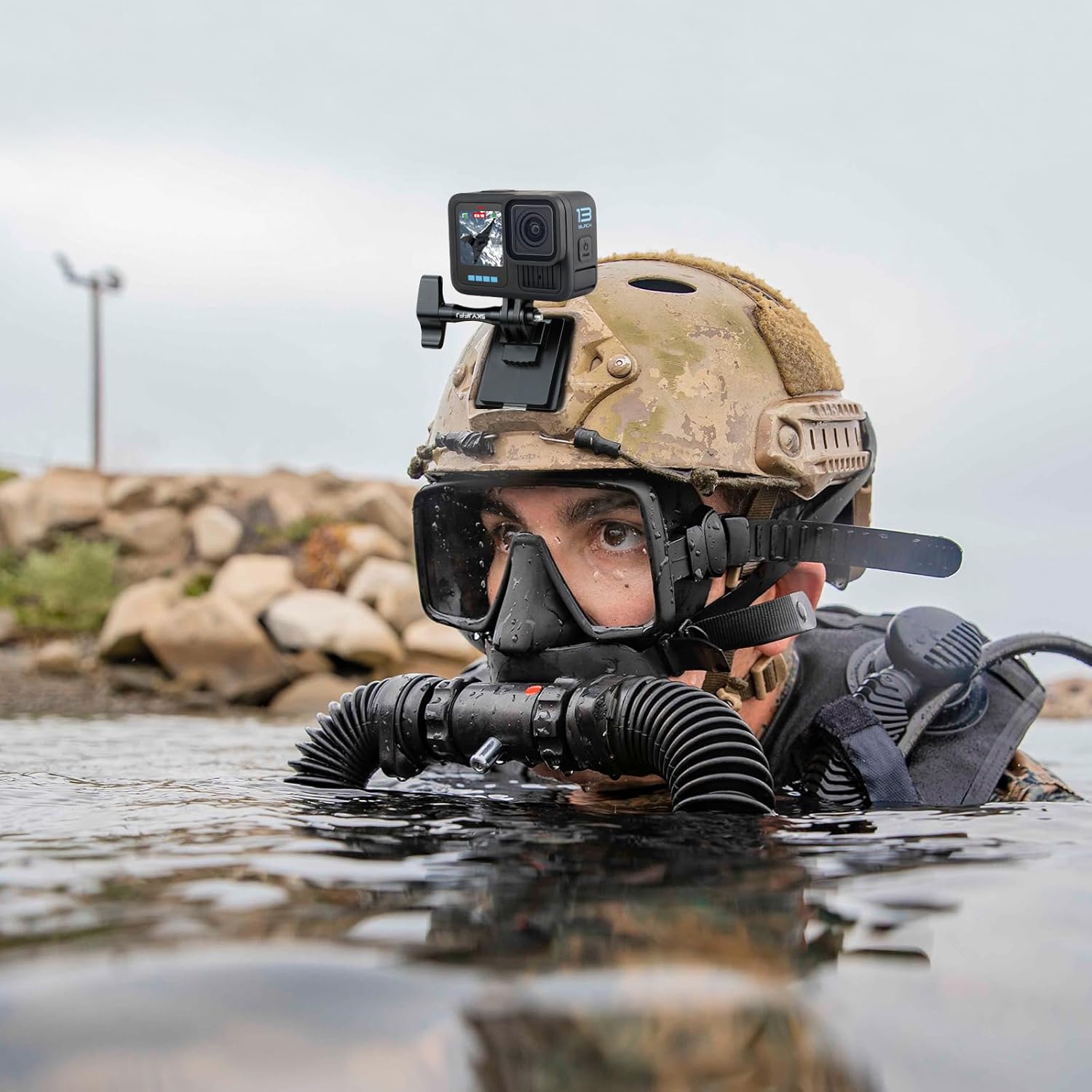 Tactical Helmet Quick Release Buckle Adapter Mount with Gopro Hero 13 12 11 10 9 8 DJI Osmo Insta360 AKASO and Other Action Camera
