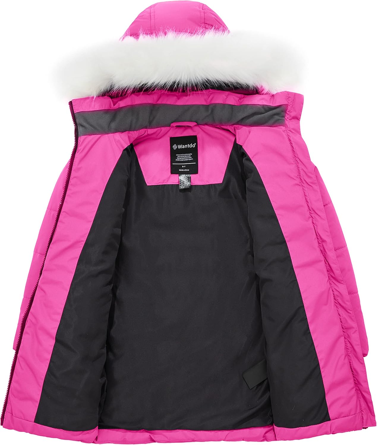 wantdo Girl's Winter Coat Waterproof Long Puffer Jacket Warm Parka with Faux Fur Hood - Image 4