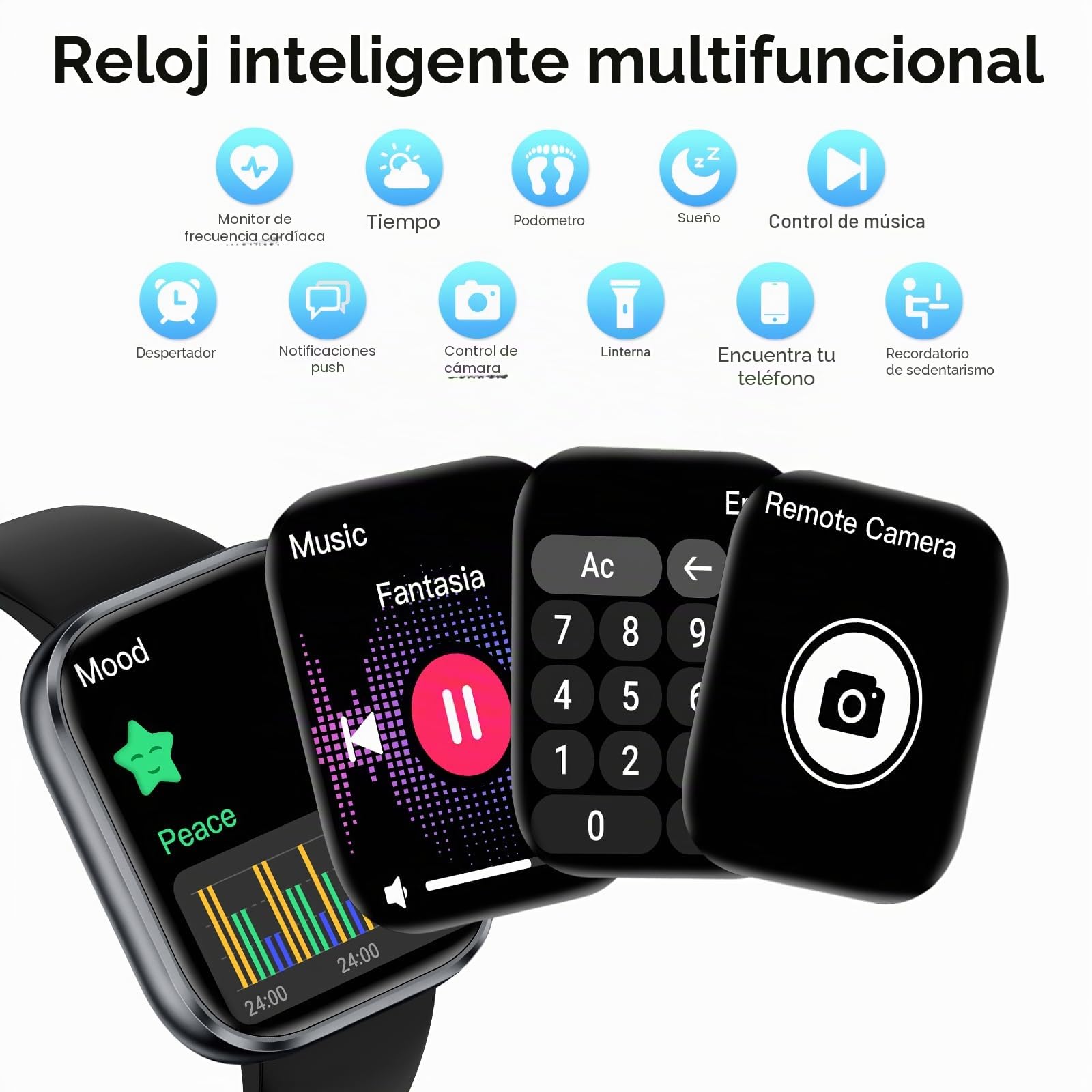 MFVLP Reloj Inteligente Hombre Mujer, 1.83" HD Smartwatch con Llamadas Bluetooth, Smart Watch con Podómetro/Pulsómetro/SpO2/Monitor de Sueño,112+ Modos Deportes, IP68 Impermeable Android iOS, Negro