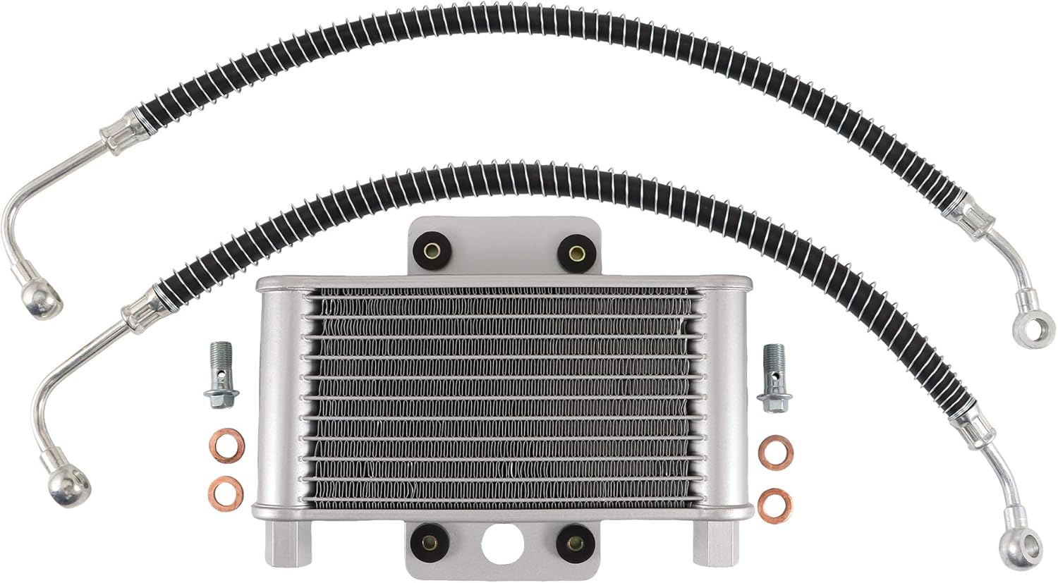 WOOSTAR 180ml-200ml Oil Cooler with Fluid Hose Lines Kit Replacement for GY6 Engine