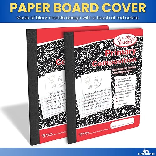 Miniatura 4 de 1InTheOffice Cuaderno de composición primaria K-2, diario primario, cuaderno de jardín de infantes, 7.5 x 9.75 pulgadas, 100 hojas, mármol