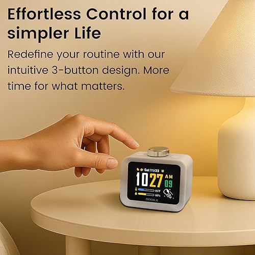 Miniatura 7 de Reloj Dekala ChronoSense para Dormitorio con Temperatura y Humedad, Programable para 7 Días con 4 Alarmas, Alarma Gradual de 100dB para Dormilones