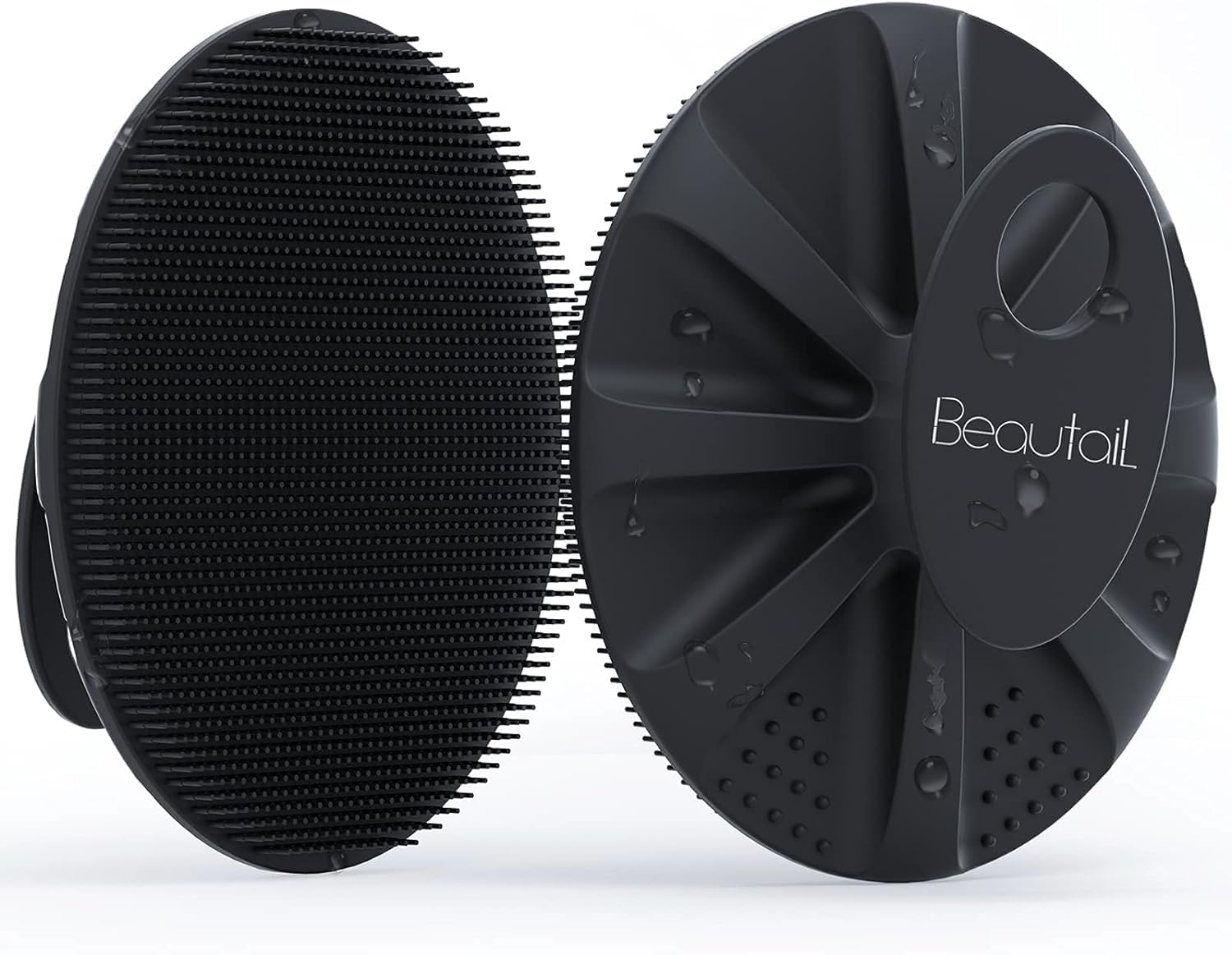 Silicone Body Scrubber, BEAUTAIL Shower Bath Wash Brush, Gentle Exfoliating Scrub Cleansing Loofah for Women Men Baby Sensitive Skin, Easy to Clean, Lather Nicely, More Hygienic, 1 Pack, Black