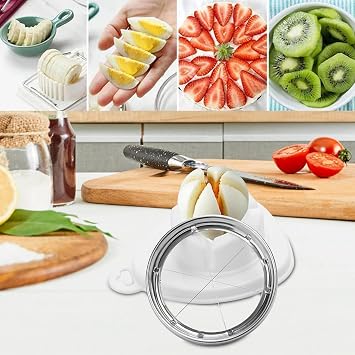Multifunctional Kitchen Cutter - Stylish Stainless Steel Egg Slicer, Portable Strawberry and Soft Fruit Cutter, Robust Cutting Tool, Robust Chopper for Hard Boiled Eggs, Cheese and K