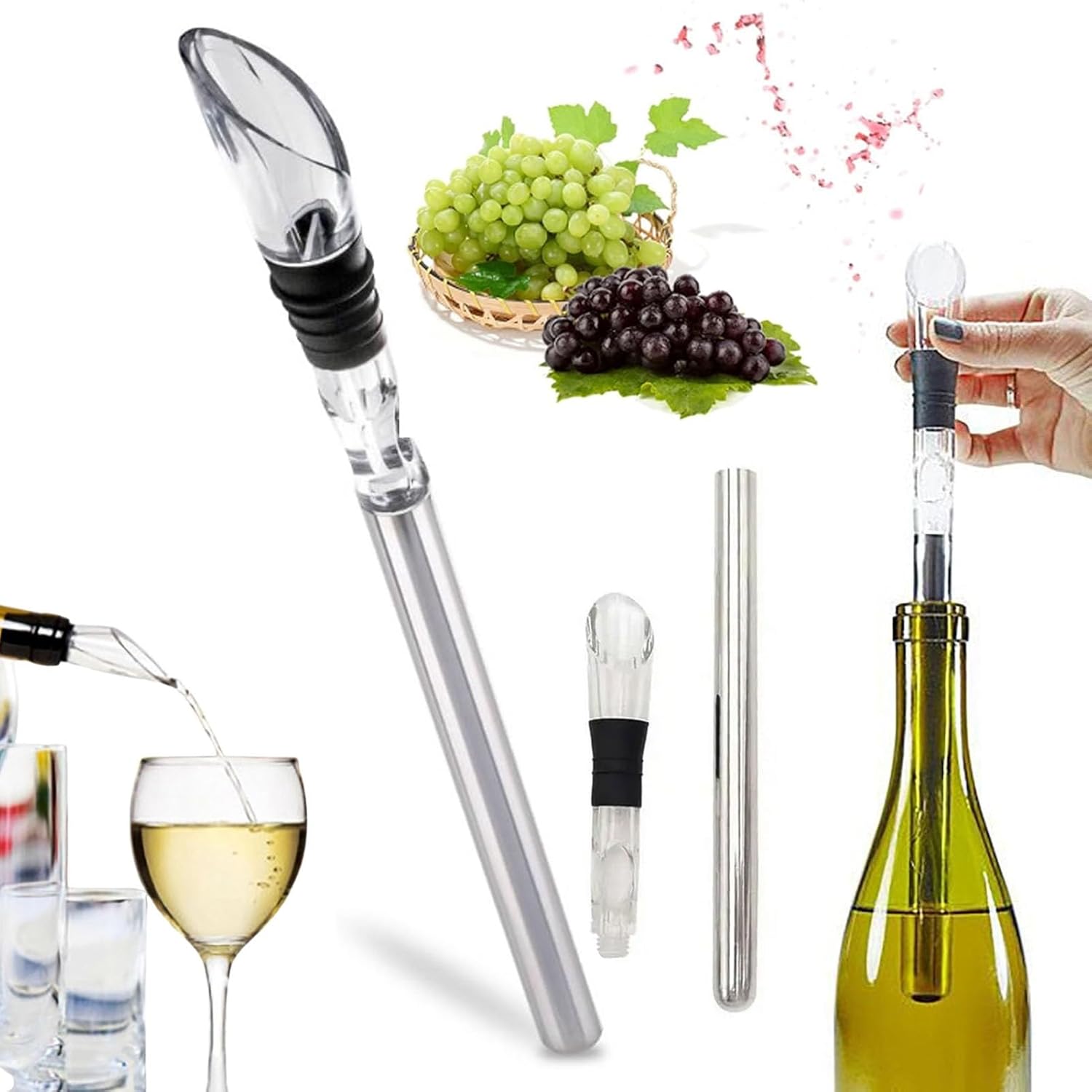 EgoMed 3in1 Stainless Steel Wine Chillers for Bottles, Vinobuddy Wine Cooling