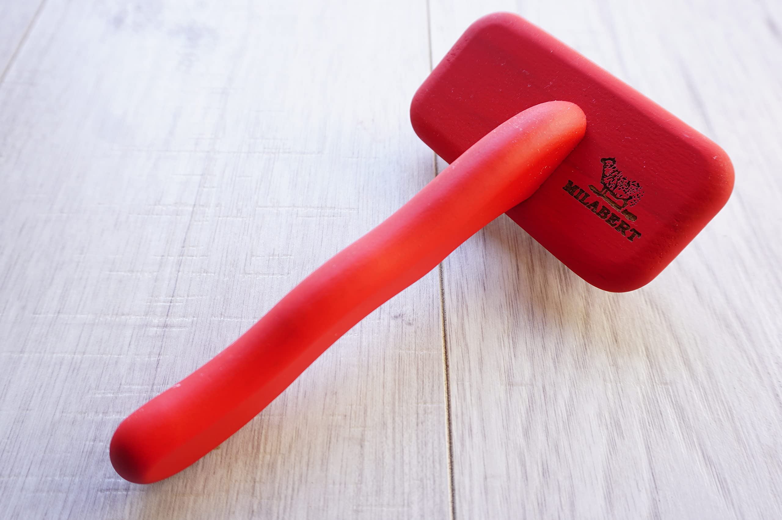 Milabert Monogram Sheepskin Grooming Brush in Red | Sheepskin Brush | Wool Grooming Brush | Wool Rug Brush | Slicker Brush | Wool Care