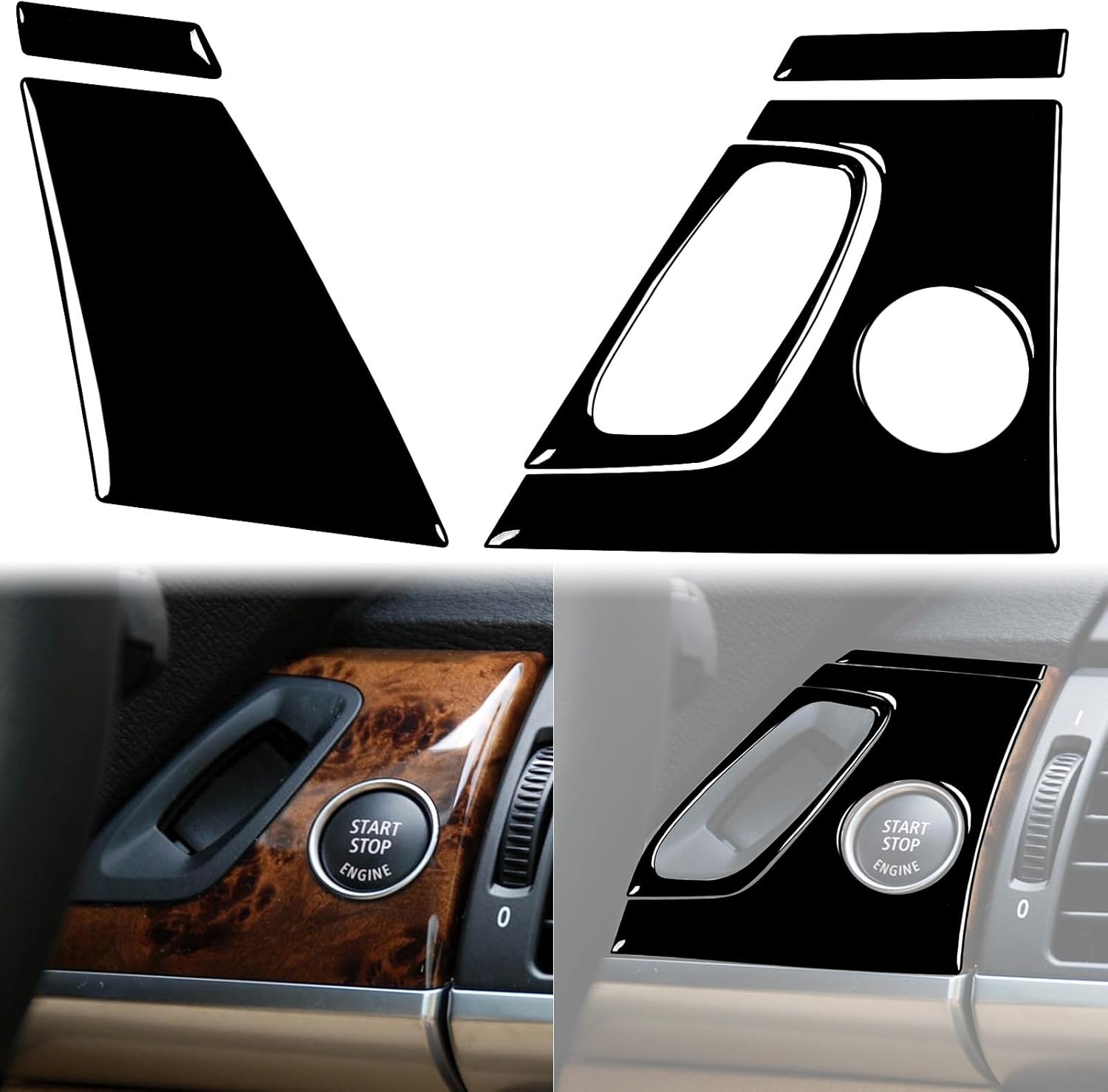 Auto Inner Door Panel Decoration Panel Decal 4pcs Premium Sticker Glossy Piano Black Interior Trim Accessories Compatible with BMW X5 E70 X6 E71 2006 2007 2008 2009 2010 2011 2012 2013