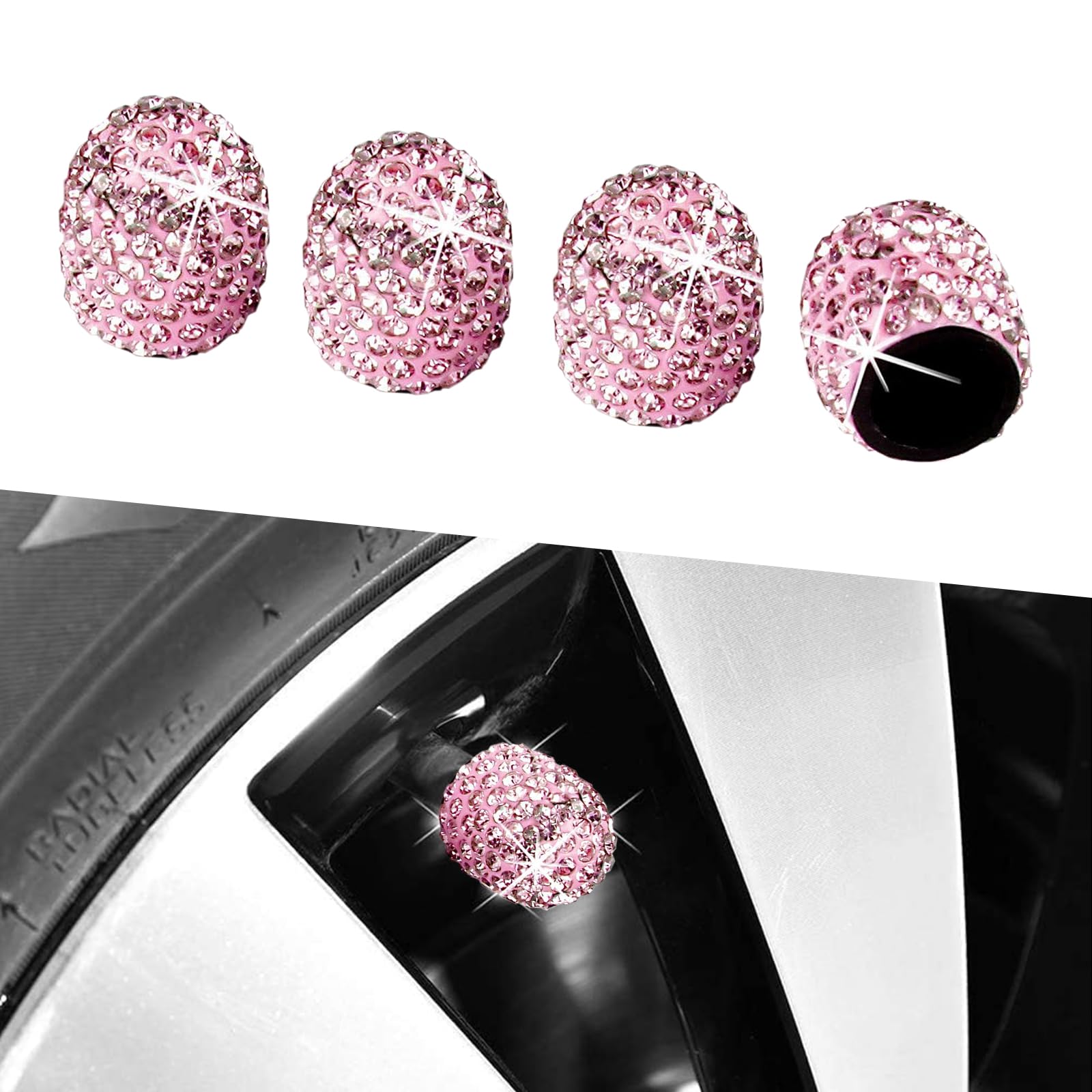 4-Pack Silver Crystal Valve Stem Caps – Bling Accessories For Car Tires