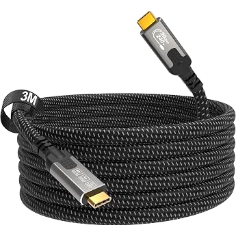 USB C Cable 3 m USB C Cable to USB C 3 m USB 3.2 Gen2 Type C Charging Cable 20 Gbps Data Transfer 240 W Fast Charging Cable 8K @ 30Hz/4K @ 144Hz Video for Laptop Mobile Phone Monitor Dock MacBook Pro