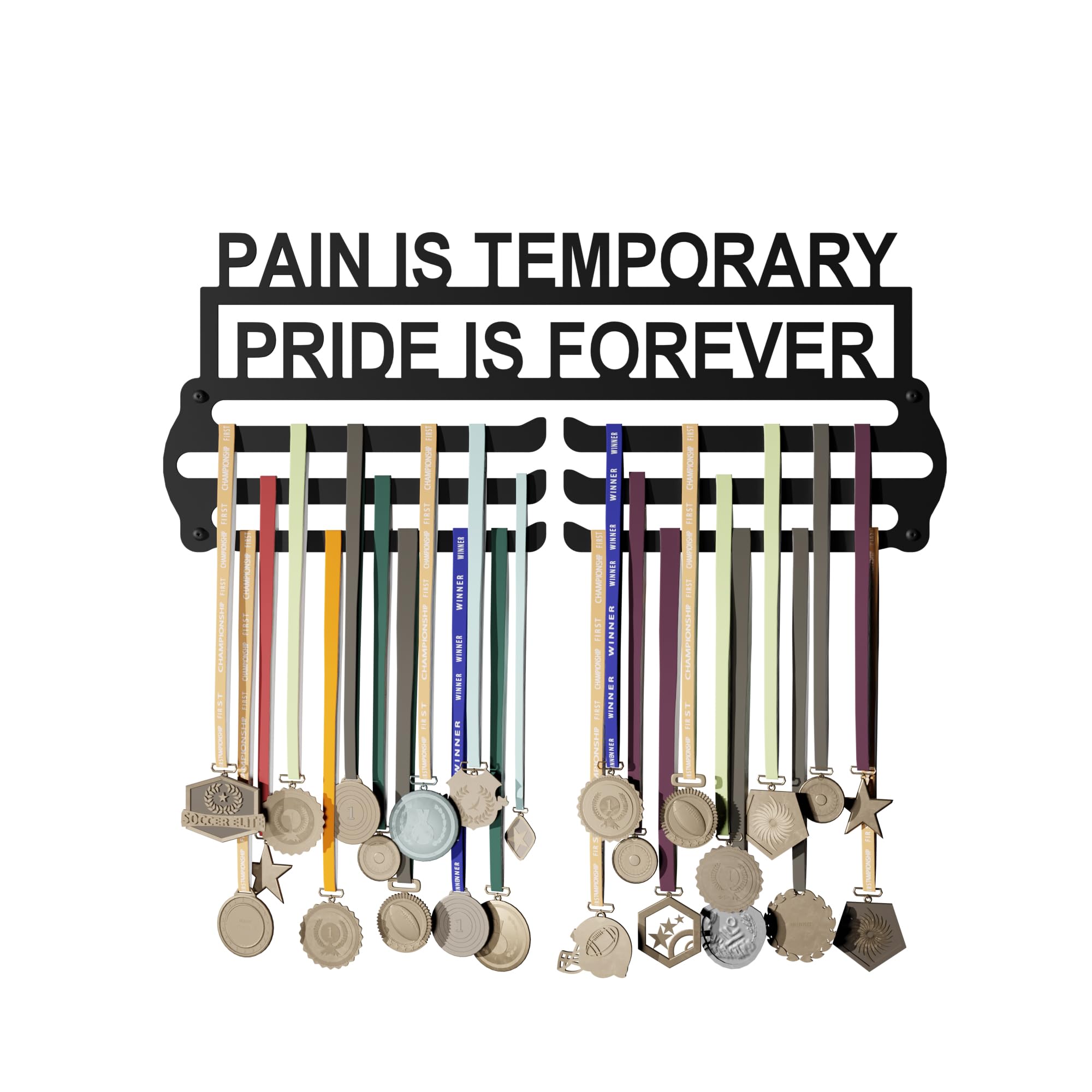 Glory Medal Hangers - Pain is Temporary Medal Holder - Large Metal Wall Display - Holds Up to 90 Medals - Black, Glossy Finish - Perfect for Kids and Athletes (B0D9LF43HS) Amazon Price History, Amazon Price Tracker