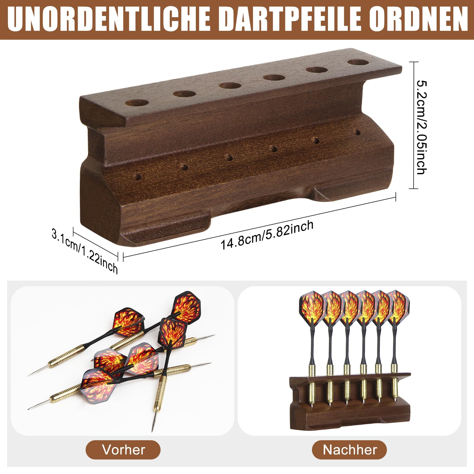 Supporto per freccette 2 in 1 e supporto da parete in legno, decorazione per freccette, supporto per freccette, per la casa