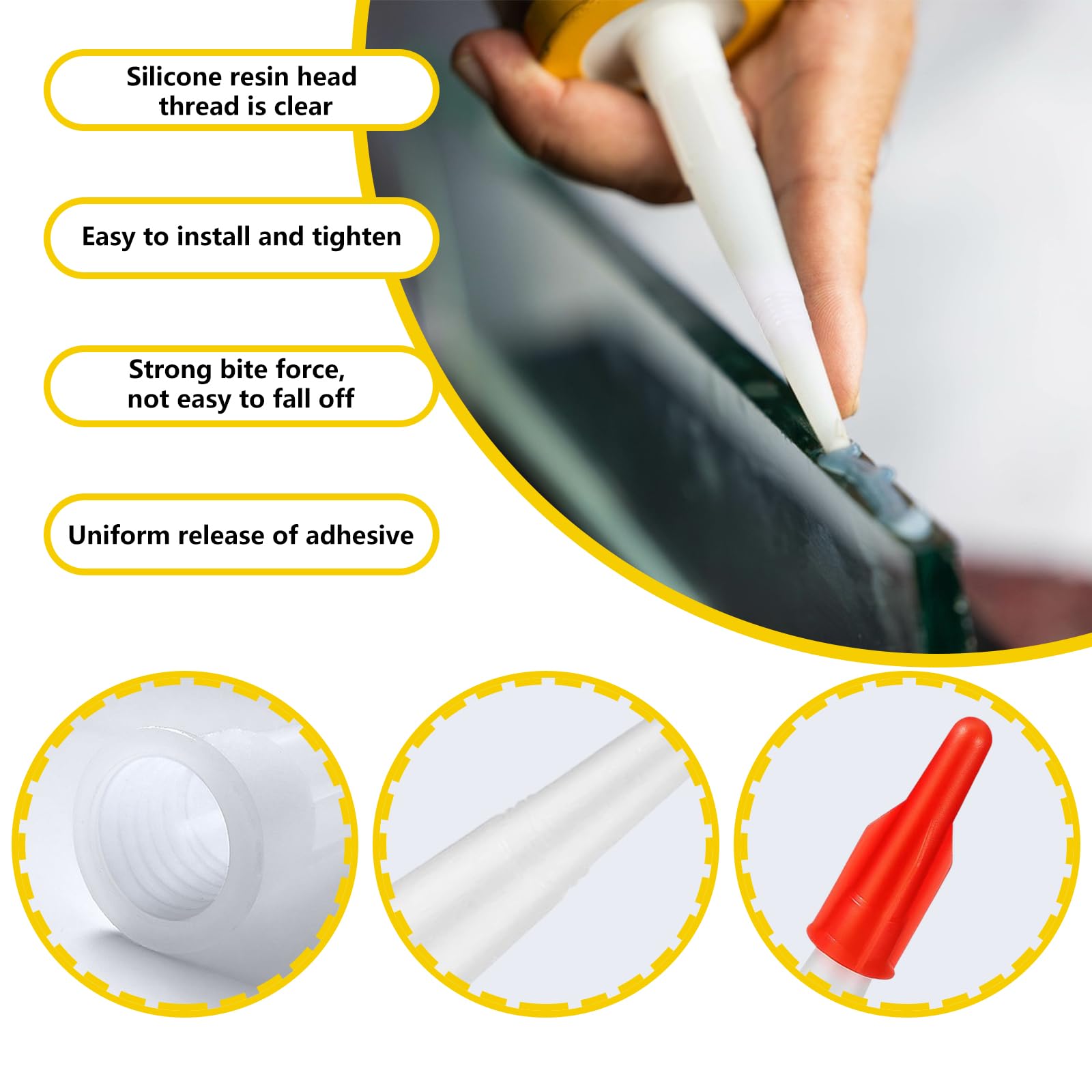 50 Pezzi Beccuccio Silicone e Tappo di Tenuta Rosso Punte per Cartucce Beccucci Silicone Pistola Silicone Punte Silicone per Cucina di Casa Silicone Trasparente Sigillante