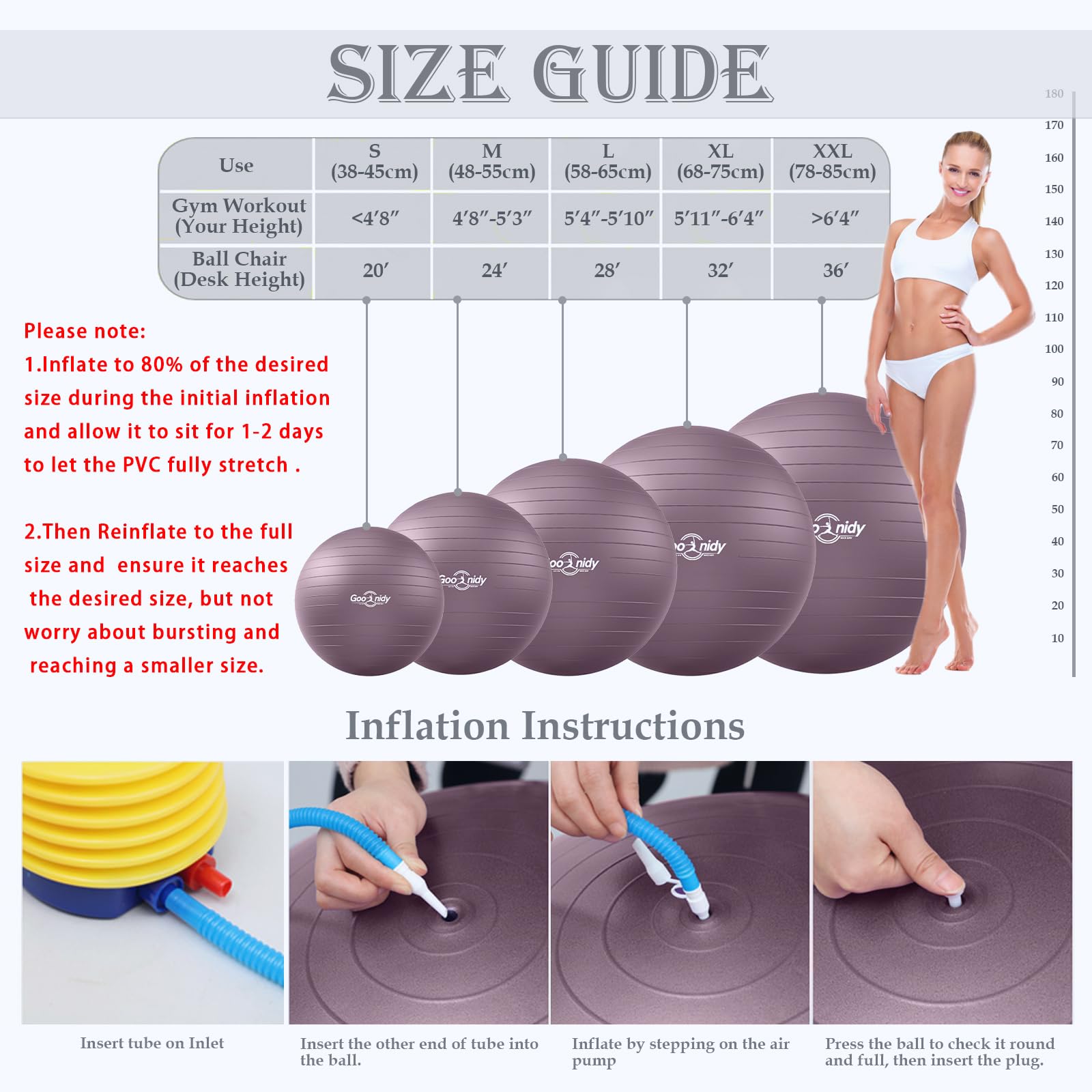 Gros Ballon Grossesse Gonflable, Swiss Ball Chaise Femme Enceinte Pour Pilates Gym Yoga Fitness, Ballon Assise Siege Bureau Adulte Ergonomique (Sport, Renforcement Musculaire & Kinesitherapie Dos)