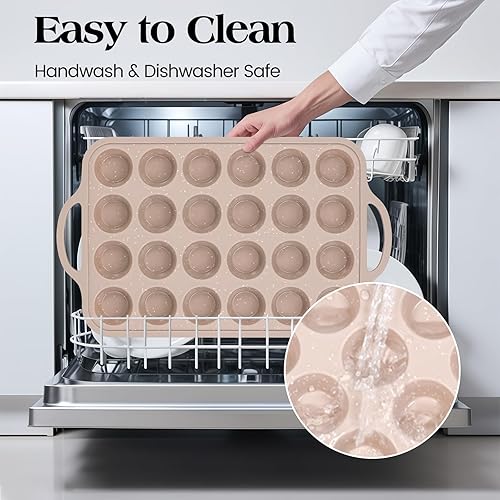 Miniatura 6 de Vinino Paquete de 1 moldes pequeños de silicona para magdalenas con marco reforzado de metal, 12 tazas de silicona fácil de liberar, bandeja de