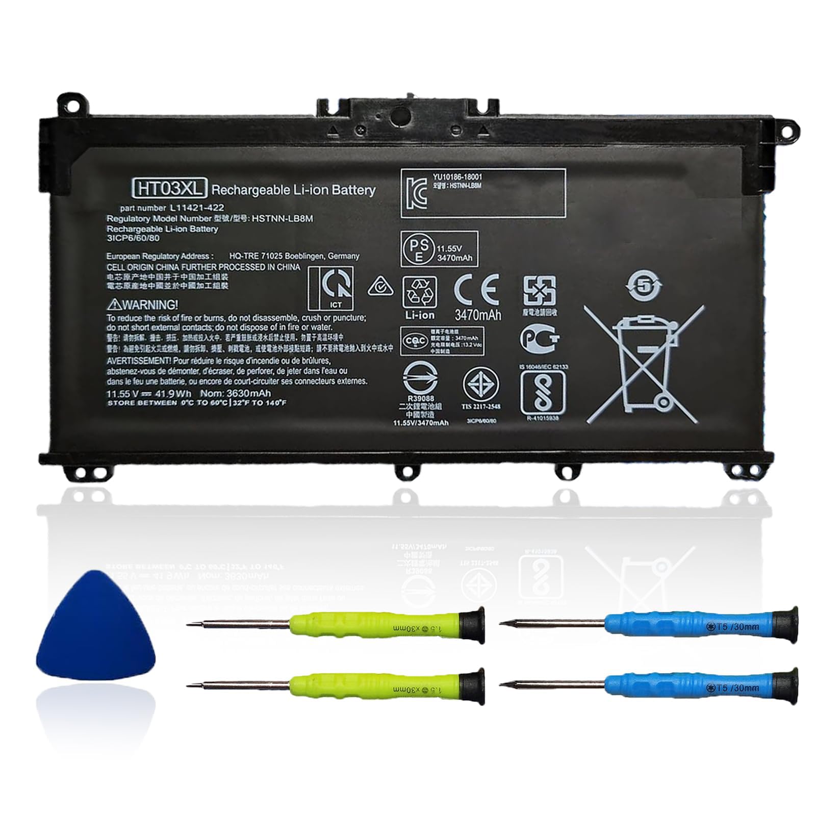 HT03XL Battery for HP L11119-855 Pavilion 15-DA 15-DB 15-DW 15-CS 15-DY 17-by 17-CA 14-CE 14-CF 14-DF 14-DQ 14-DK Series 15-CS0053CL 15-DA0014DX HSTNN-UB7J 11.55V 41.9Wh