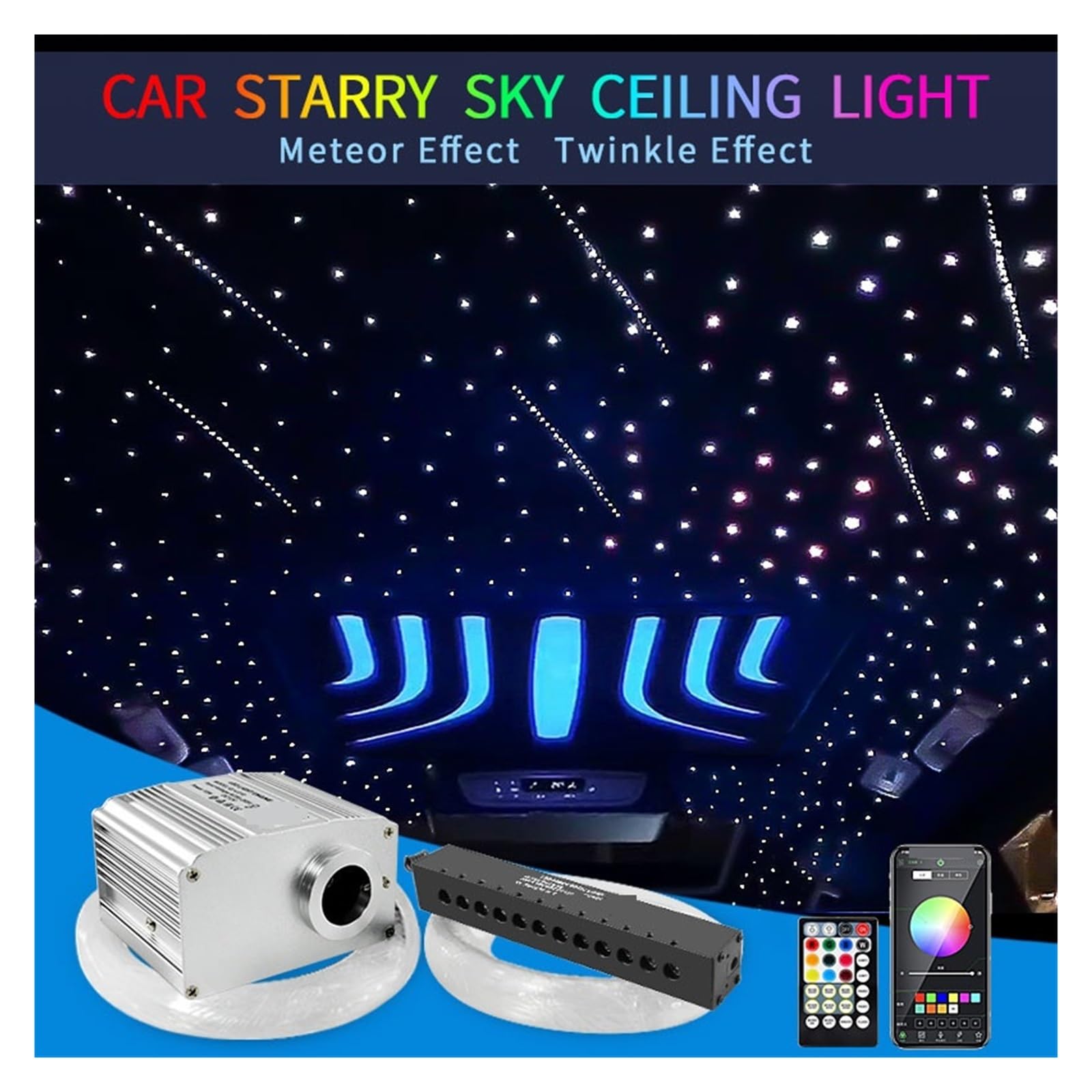 Oświetlenie Wnętrza Samochodu 10w Meteor Twinkle Car Star Oświetlenie Dachowe Gwiaździste Niebo Lampa Sufitowa Wnętrze Domu Romantyczna Lampka Nocna LED Auto Światłowód(550 0.75 3m 200 3m)