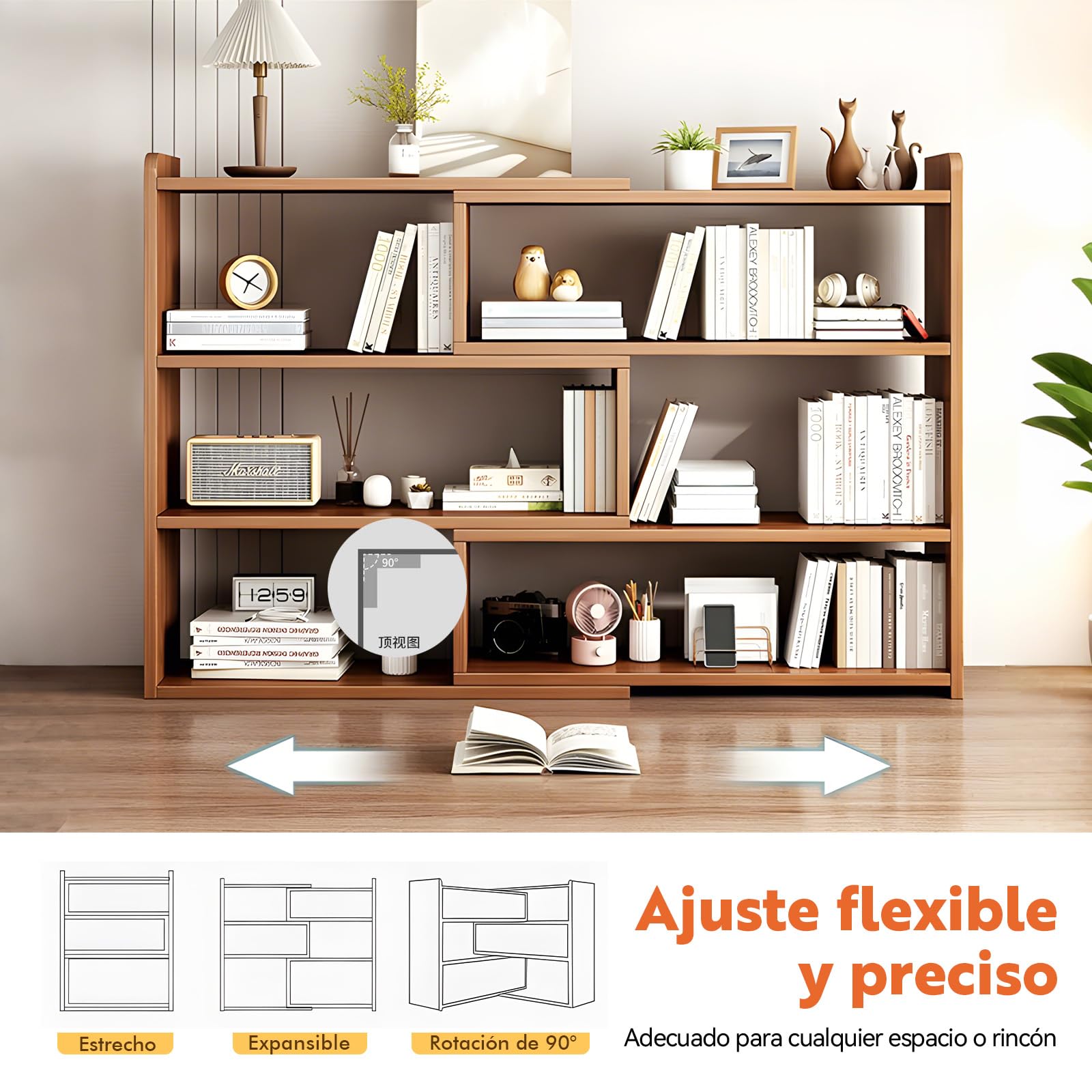 Estanteria Libros de Madera, Ajustable Libreria, Independiente Libreria Infantil, Ahorra Espacio, 3 Formas de Colocar los Muebles, Estantería Libros para Hogar, Oficina, Corredor