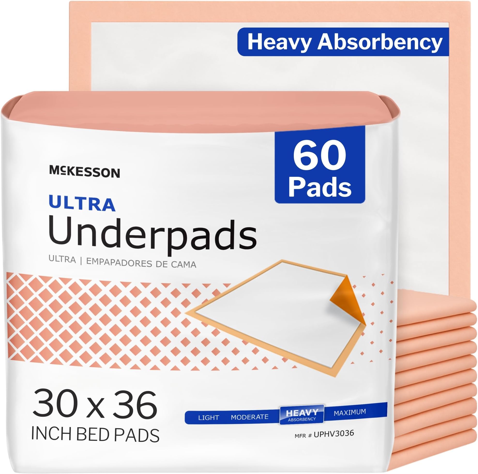 Underpads Disposable Bed Pads 30" x 36" [60 Count], Heavy Absorbency, Ultra Incontinence Chux Pads for Adults, Elderly, and Baby, Pee Pads