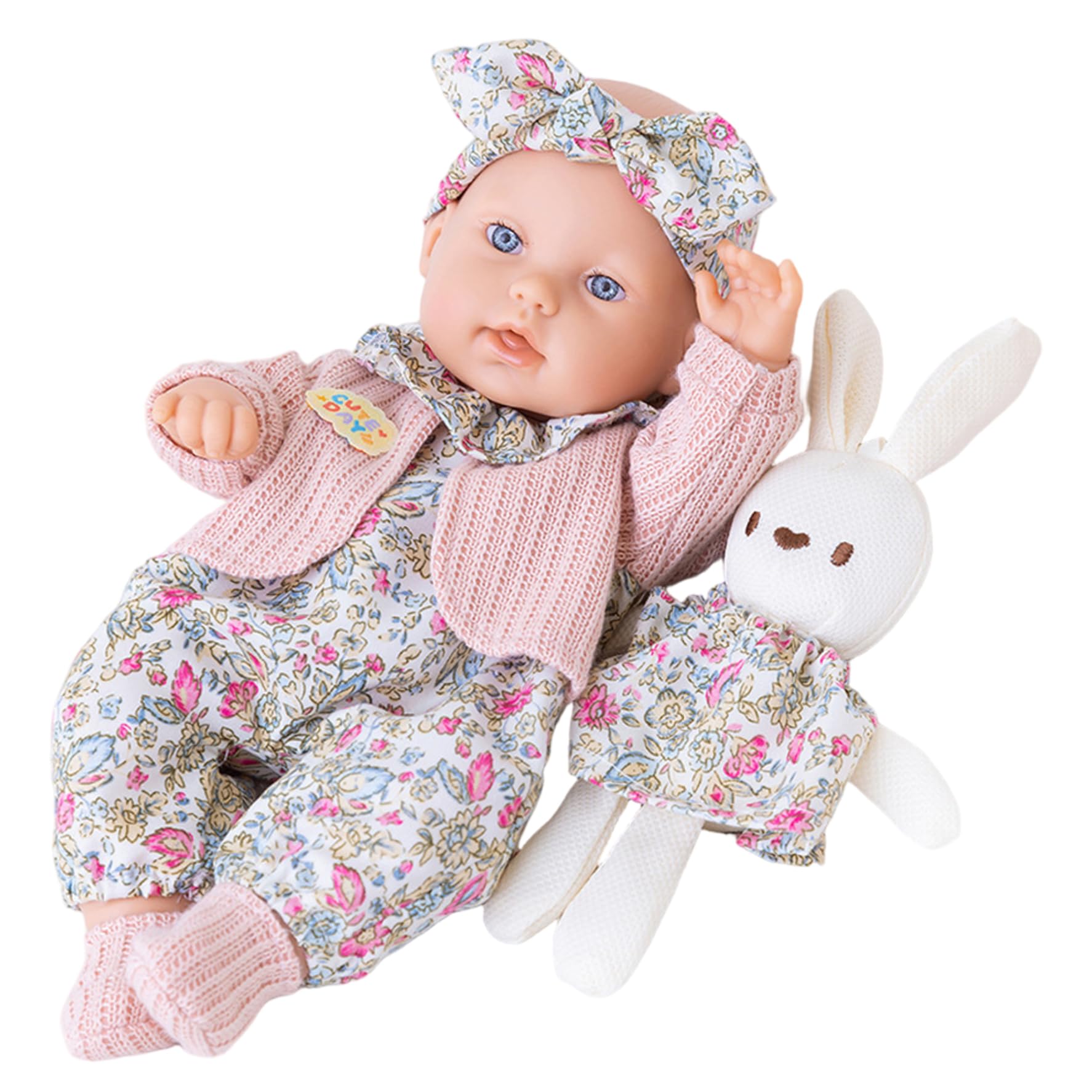Peosaard Baby Doll Clothes, 12 Inch Baby Doll for Toddler, Movable Jointed Set with Clothes Accessories, Rabbit Toy for Girls Kids 1 2 3 4 5 6+ Years Old Style 1