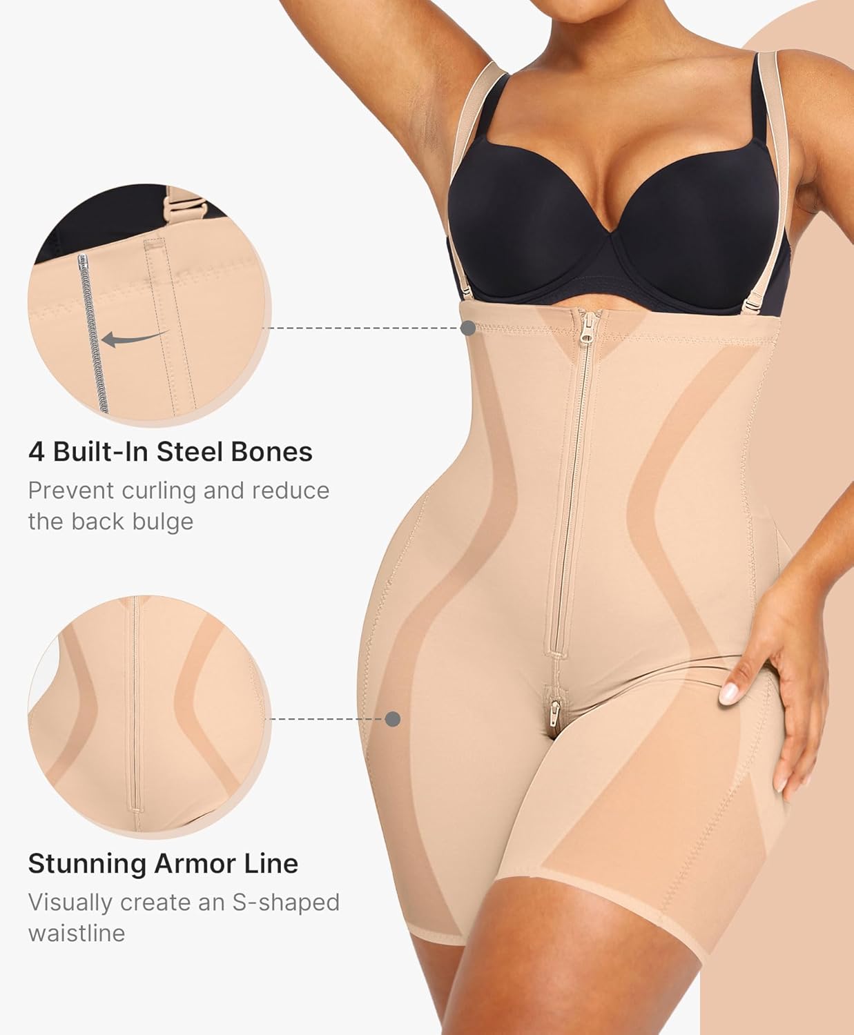 SHAPELLX Shapewear Tummy Control Womens High Waist Body Shaper Shorts Butt Lifting Shapewear Bodysuit Moldeadoras - Image 4