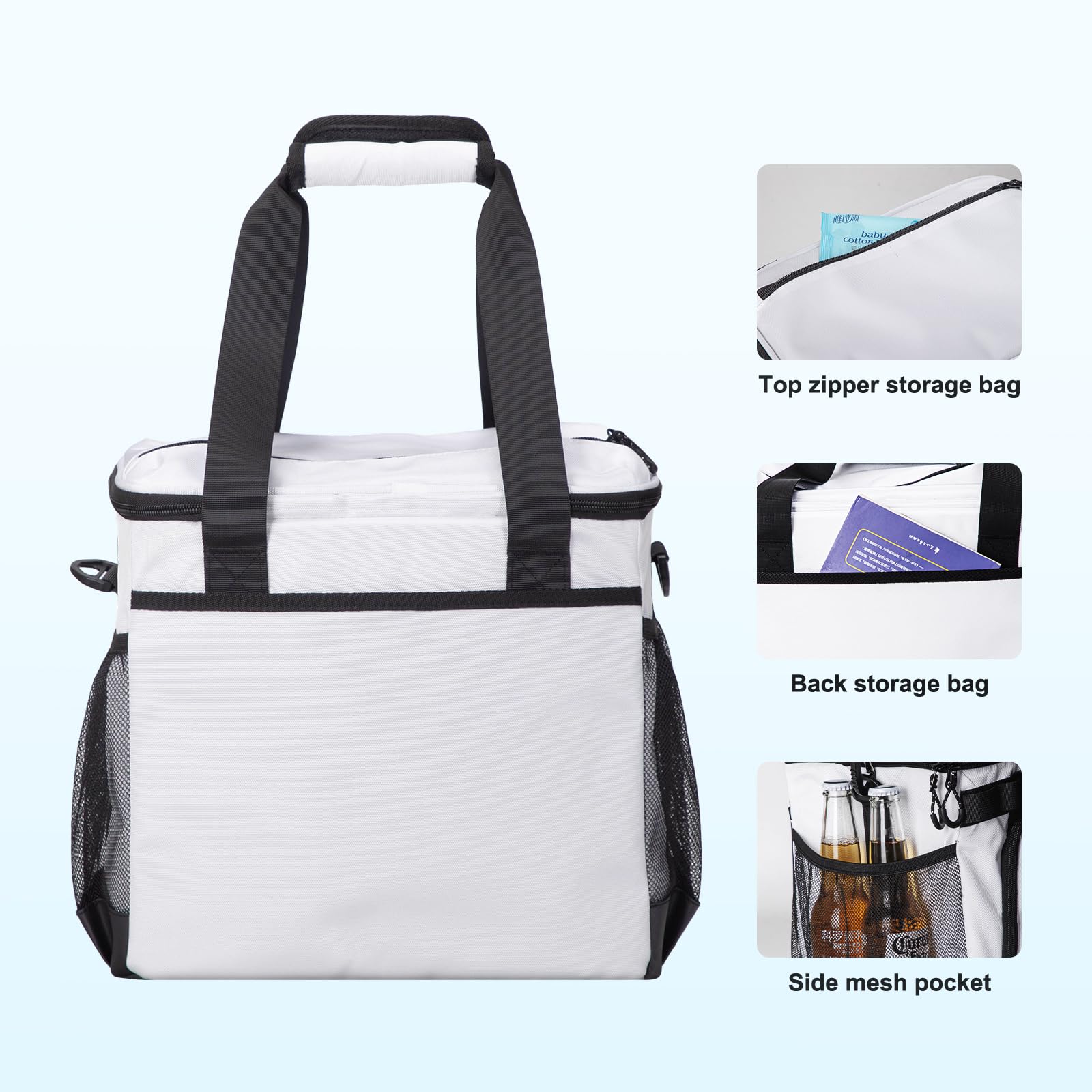 Weiche Reise-Kühltasche, isoliert, 16 Stunden, für Camping, Wandern, Strand, Reisen, weiche Seiten, isolierte Kühltasche, 24/48 Dosen für Damen und Herren