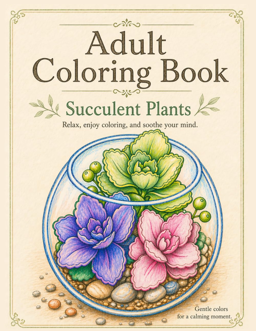Adult Coloring Book Succulents: Simple Designs for Beginners • Single-Sided Pages • 50 Illustrations