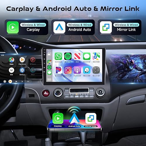 Miniatura 2 de 8Core 4G+64G Android 15 Radio de coche para Honda Civic 2006 2007 2008 2009 2010 2011, Rimoody Car Stereo Wireless CarPlay Android Auto GPS 5G-WiFi