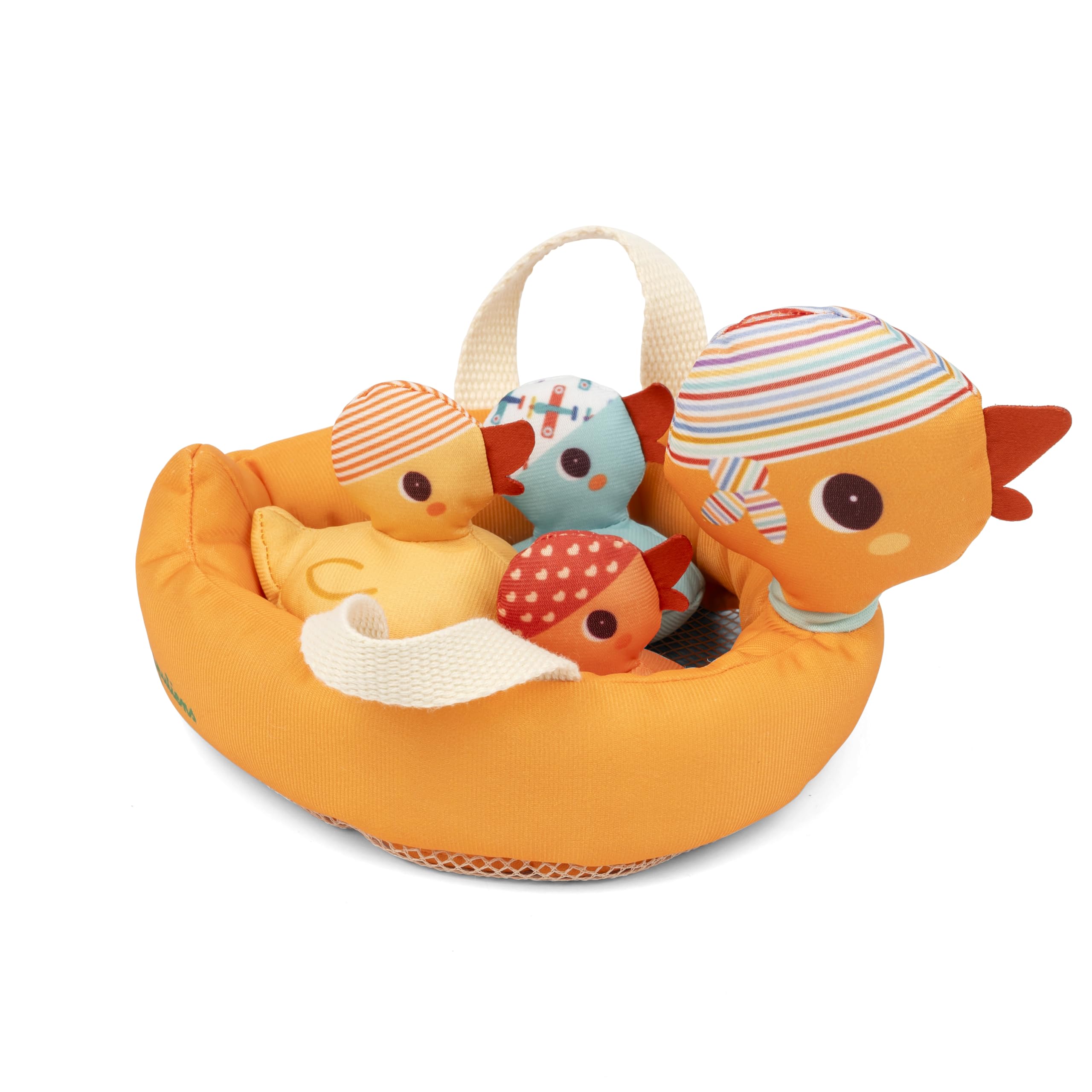 Lilliputiens, 4 Bath Ducks, including 3 Magnetic Ducklings, 4 Pieces, Developmental & Educational Fabric Bath Toy, Yellow - Image 2