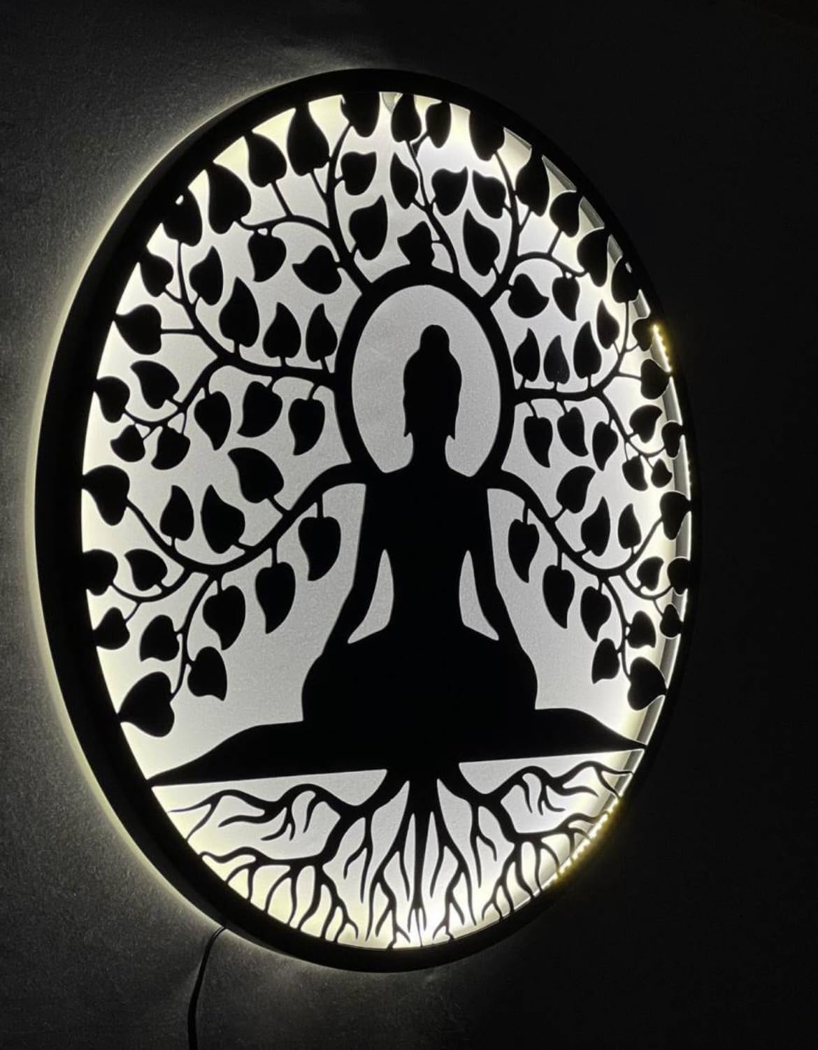 Lavish Home Decore Buddha Metal Wall Art Backlit Buddha Metal 3D Wall Art 24 IN Wall Hanging with Led Backlight Decorative Showpiece - 60 cm (Gold) 2